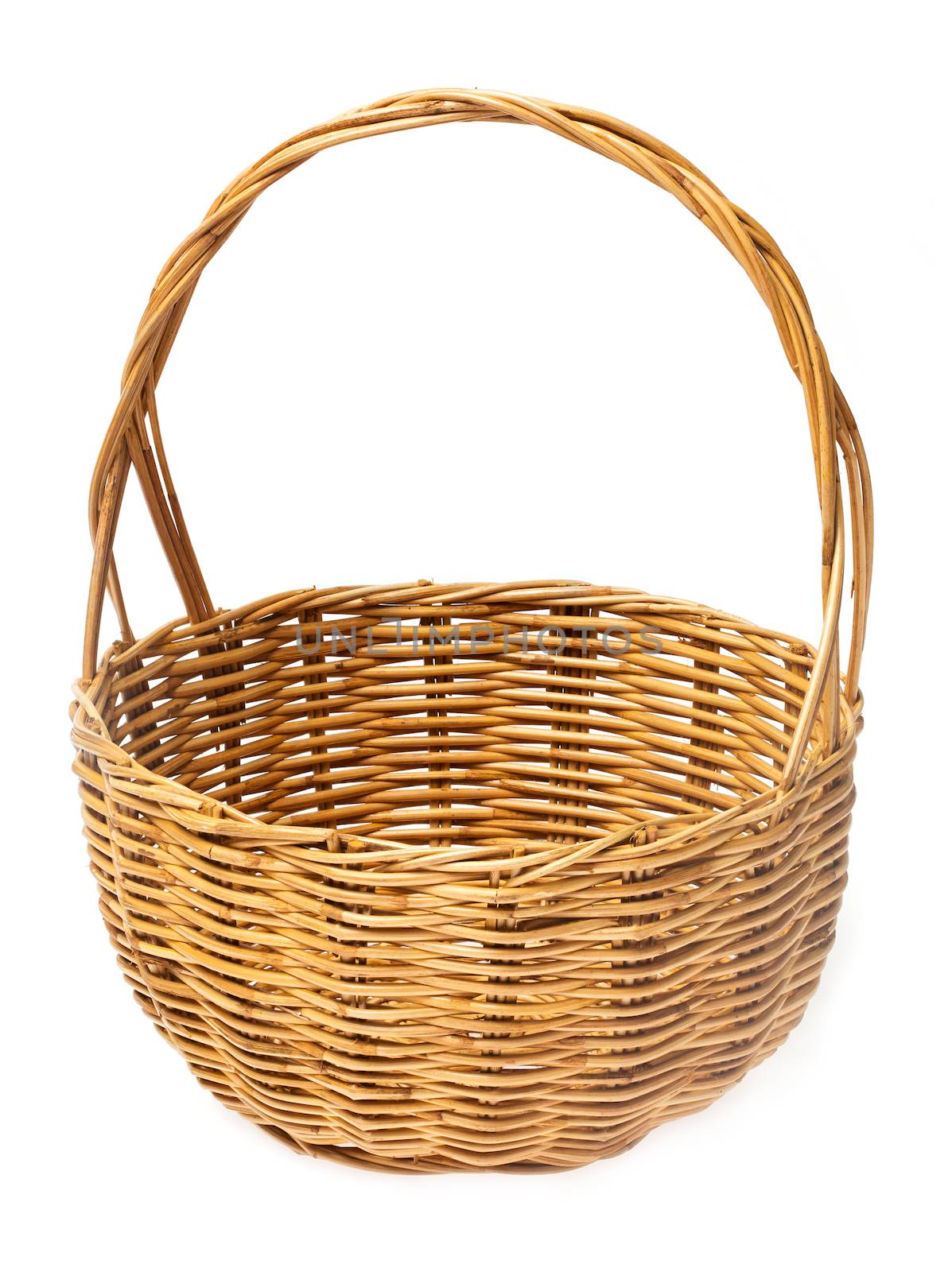 Wicker basket or rattan basket isolated on white