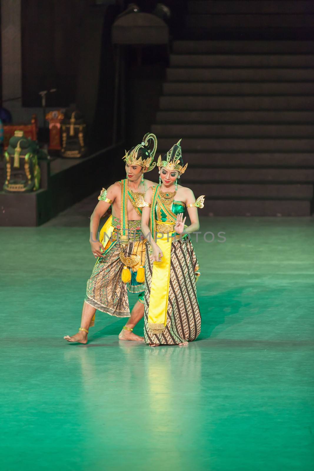 YOGYAKARTA, INDONESIA - SEP 12: Ramayana Ballet show at Prambanan temple on SEP 12, 2012  in Yogyakarta, Indonesia. It is based on epic Hindu poem and represents Javanese style, culture and music.