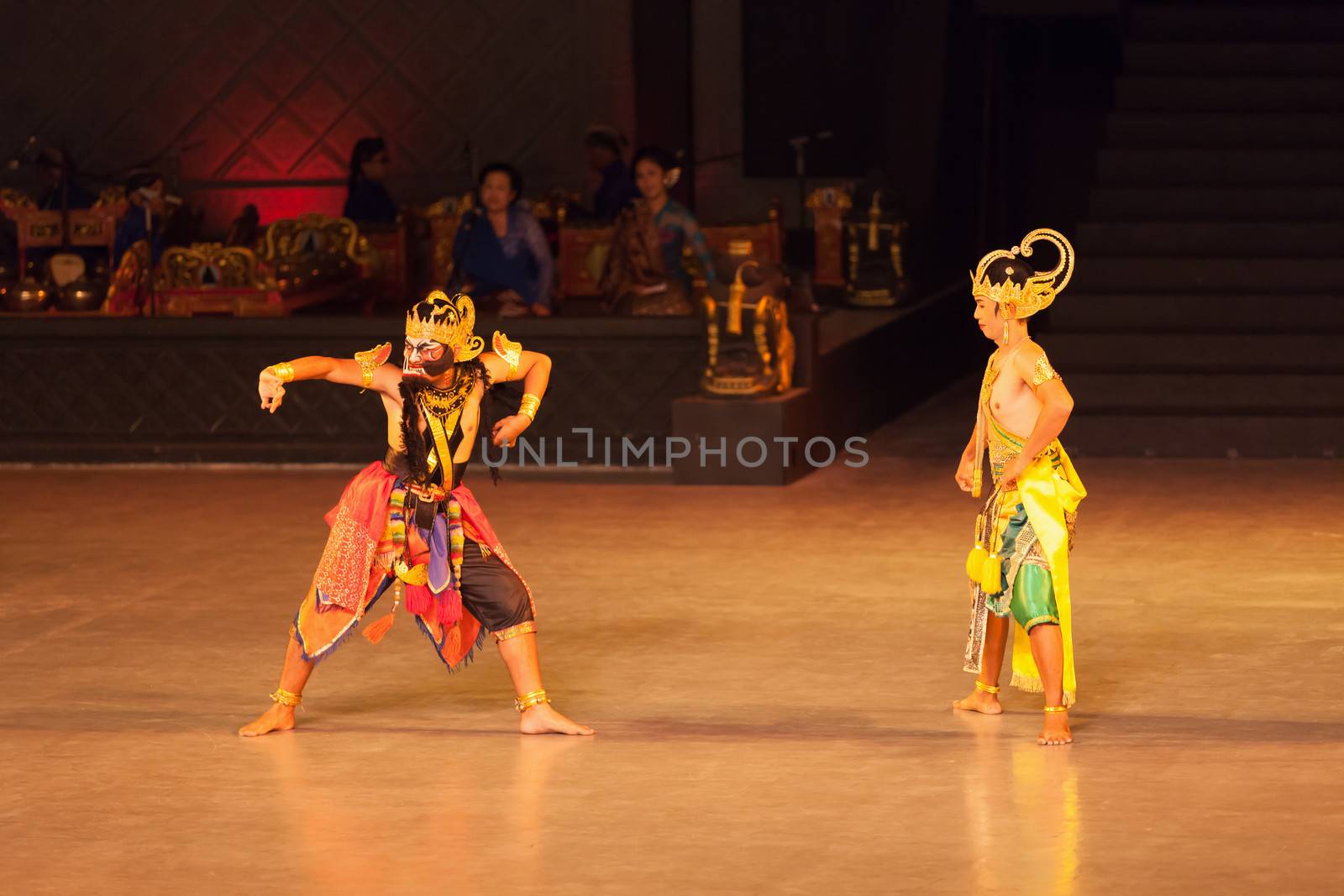 YOGYAKARTA, INDONESIA - SEP 12: Ramayana Ballet show at Prambanan temple on SEP 12, 2012  in Yogyakarta, Indonesia. It is based on epic Hindu poem and represents Javanese style, culture and music.