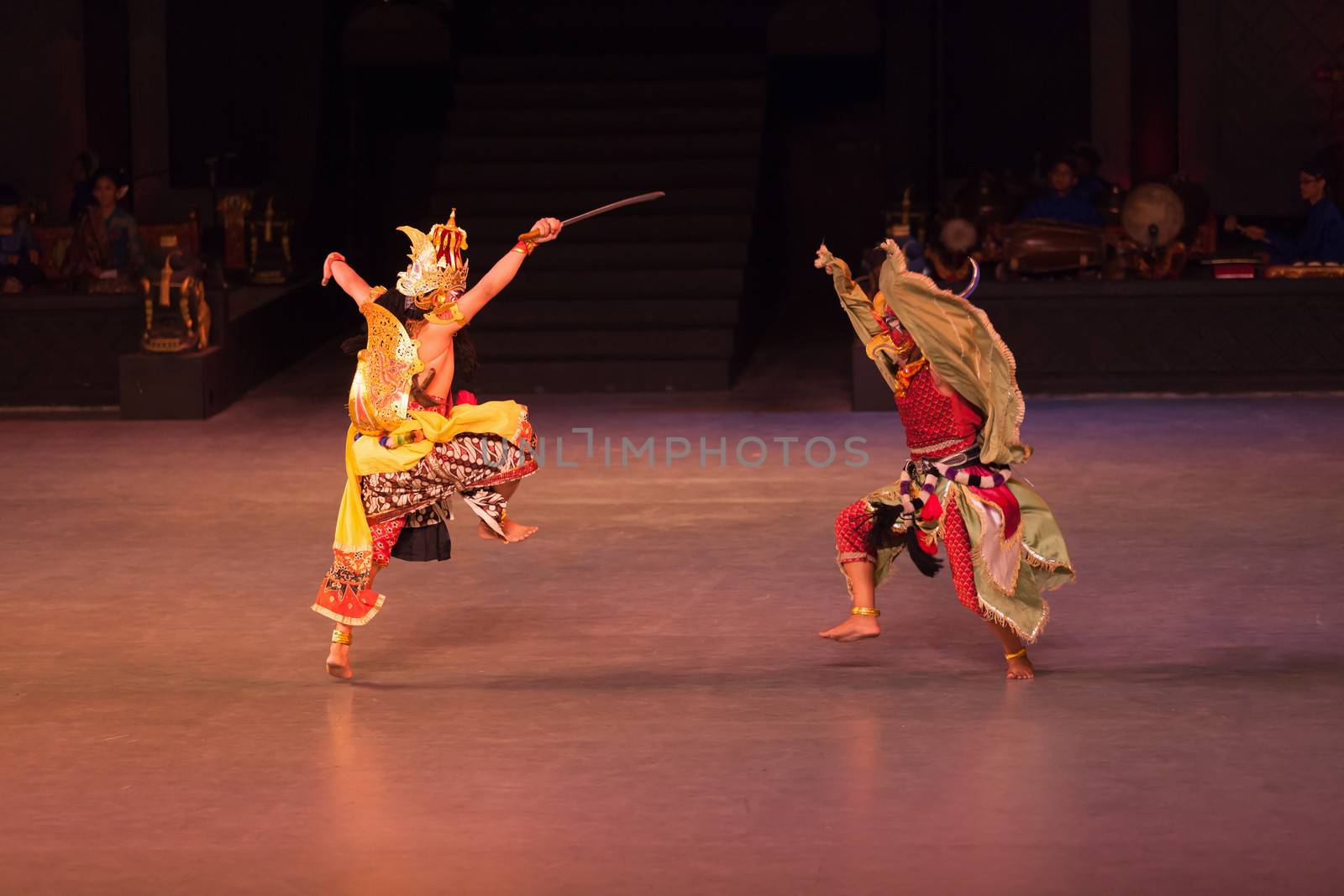 YOGYAKARTA, INDONESIA - SEP 12: Ramayana Ballet show at Prambanan temple on SEP 12, 2012  in Yogyakarta, Indonesia. It is based on epic Hindu poem and represents Javanese style, culture and music.