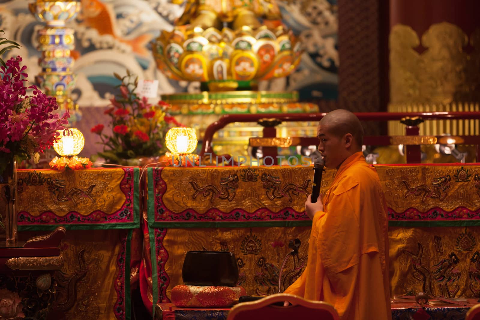 Buddha in Tooth Relic Temple in China Town, Singapore  by iryna_rasko