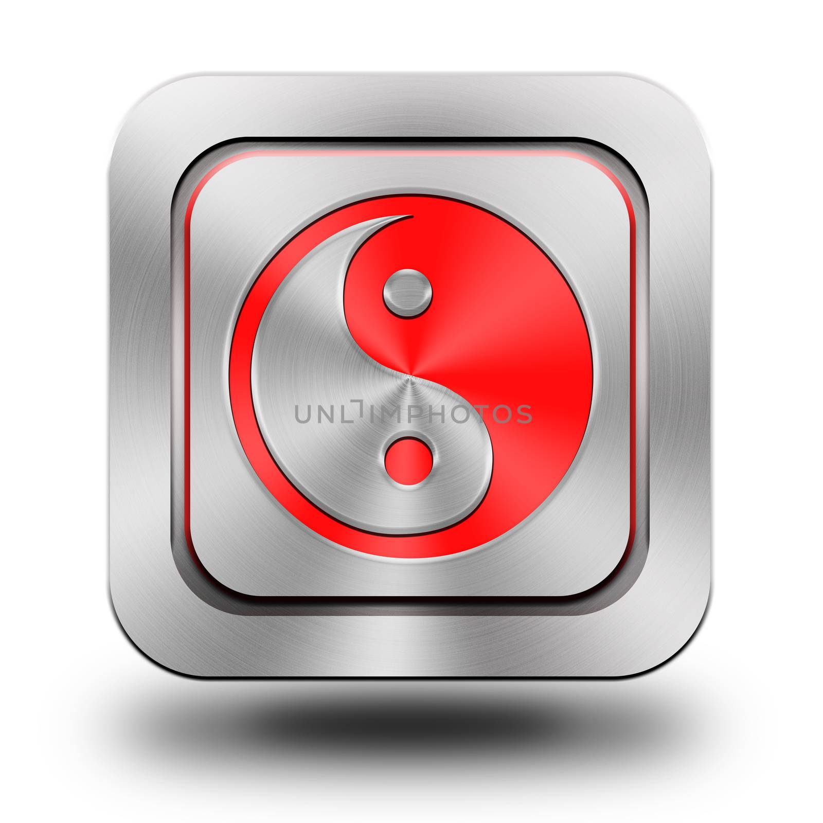 Ying Yang aluminum glossy icon, button, sign