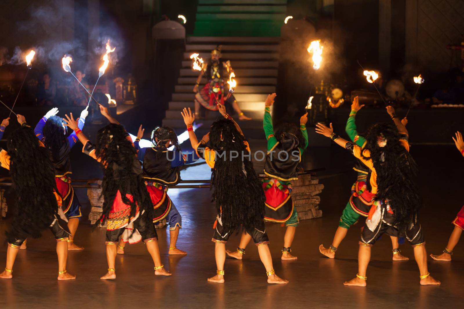 YOGYAKARTA, INDONESIA - SEP 12: Ramayana Ballet show at Prambanan temple on SEP 12, 2012  in Yogyakarta, Indonesia. It is based on epic Hindu poem and represents Javanese style, culture and music.