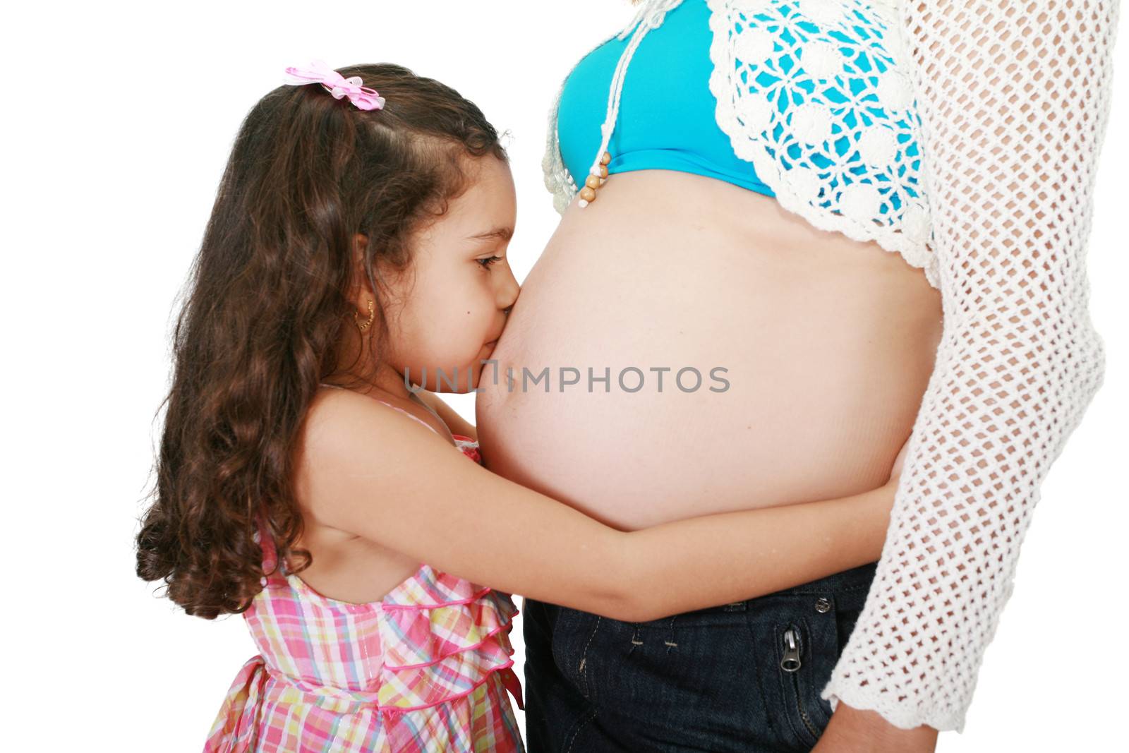 Wonderful pregnant woman with white background