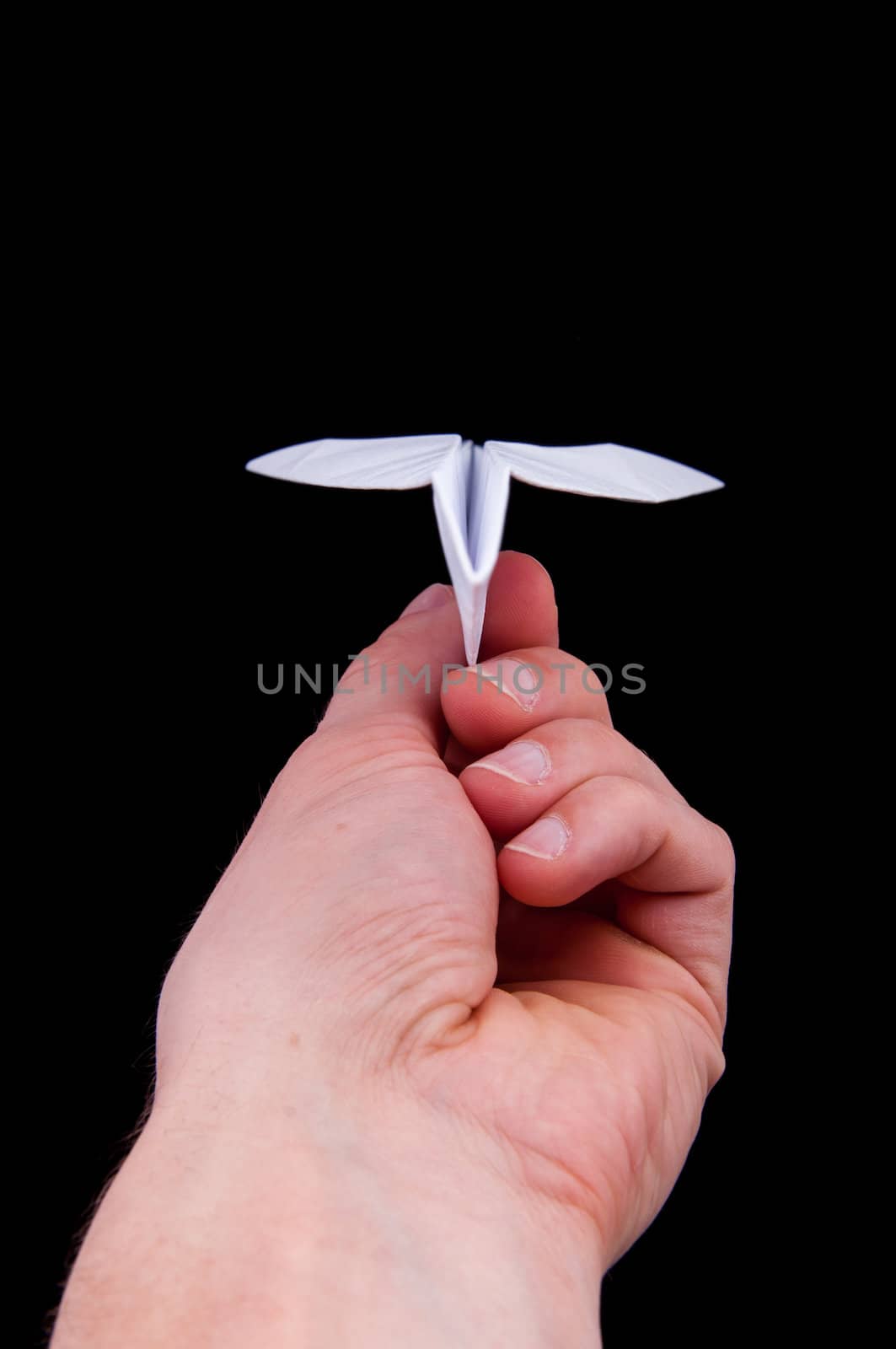 An image of origami plane isolated