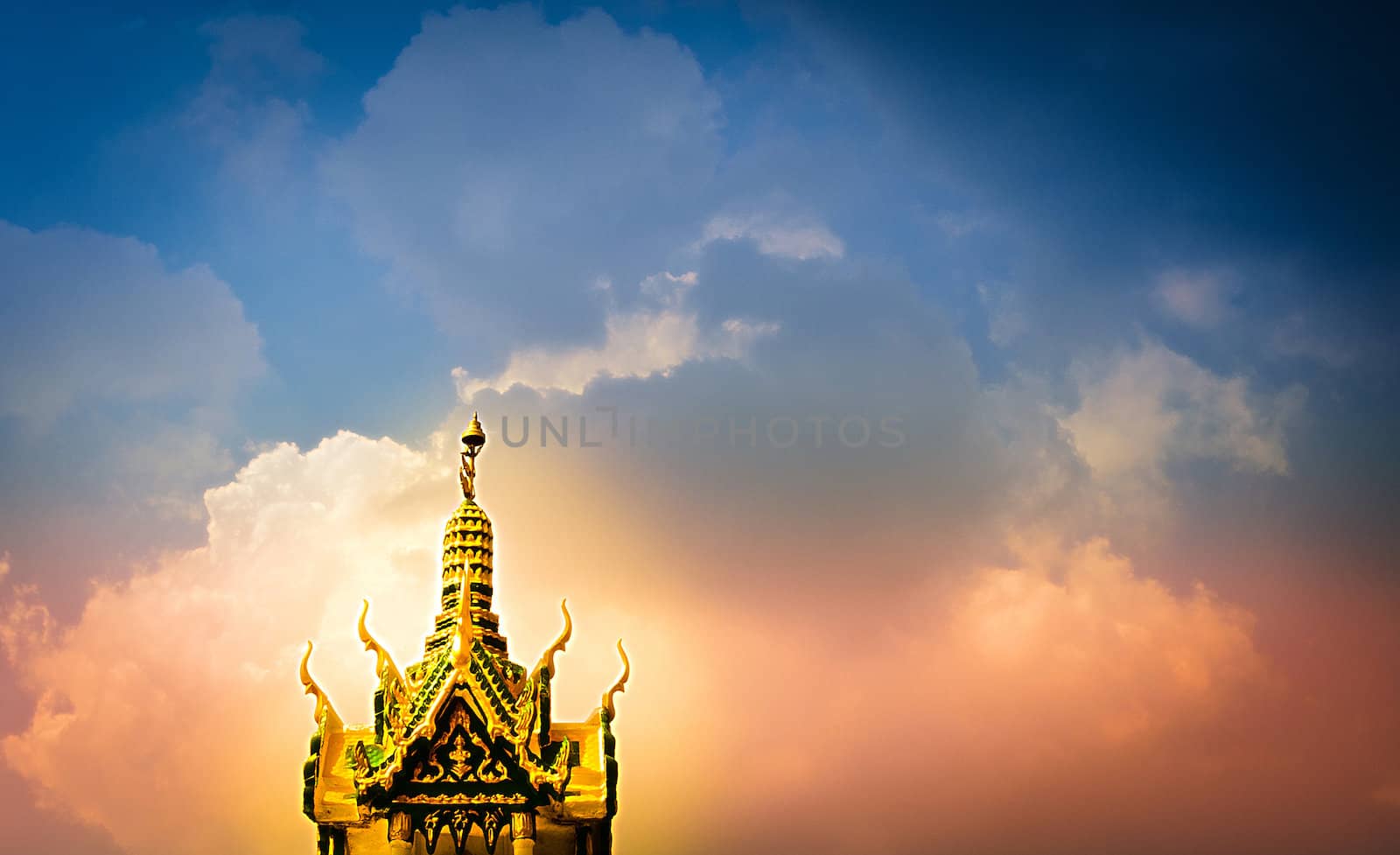 The Shrine of the Household God in Colorful of Cloud and Sky.