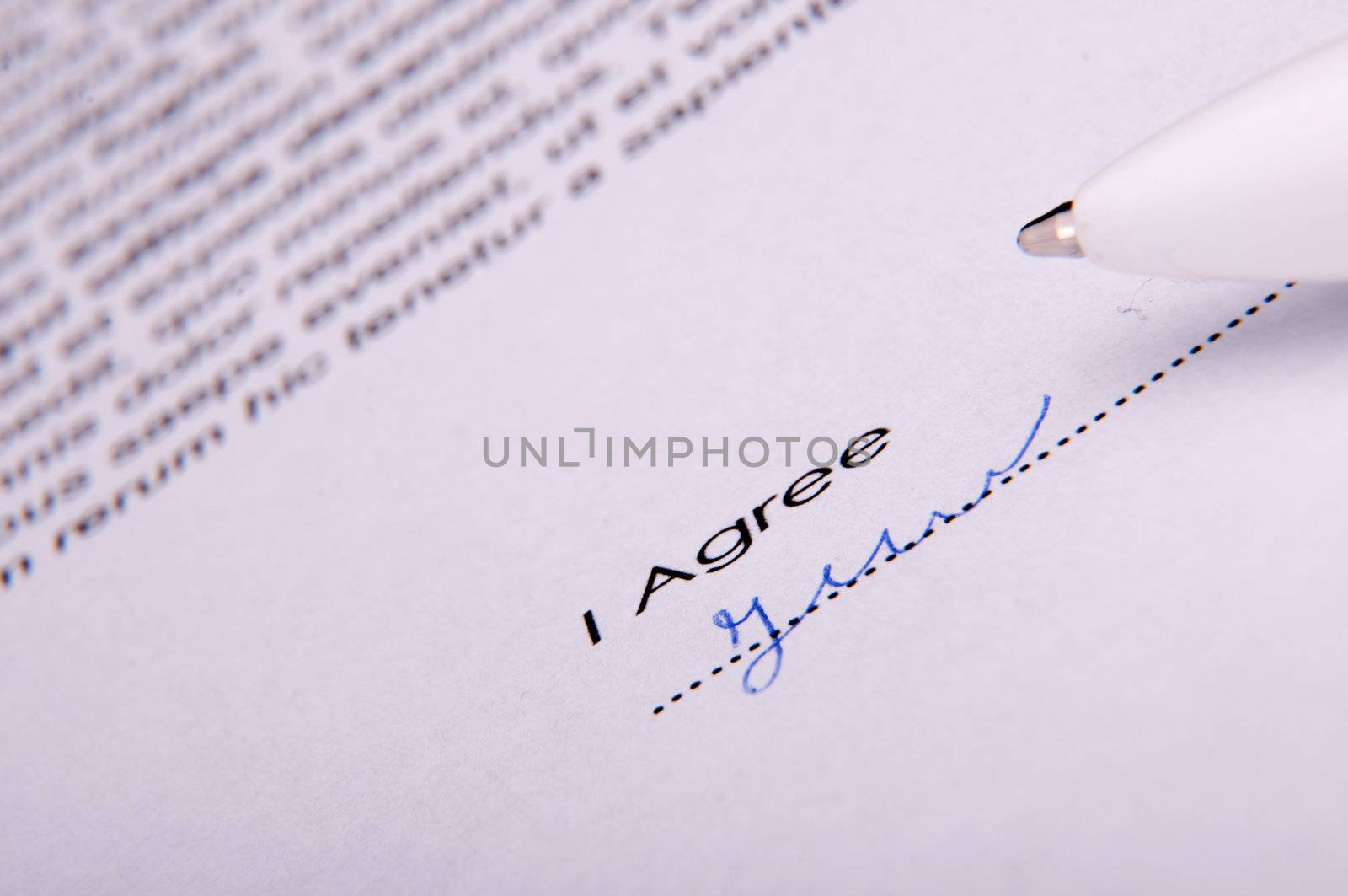 An image of signature over agreement