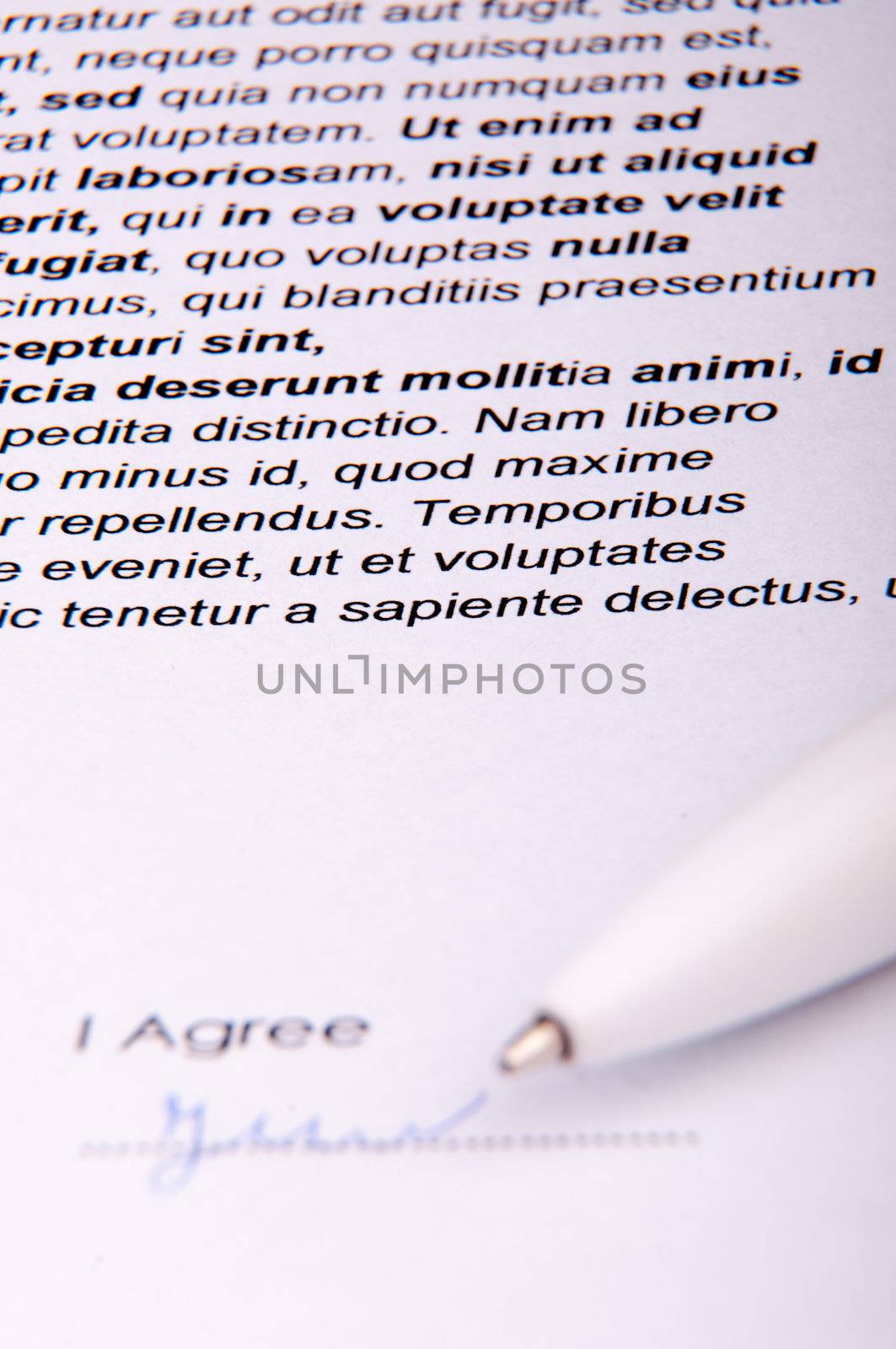 An image of signature over agreement