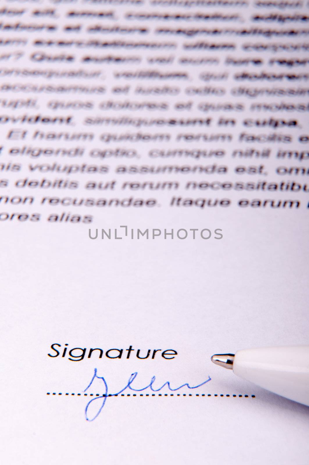 An image of signature over agreement
