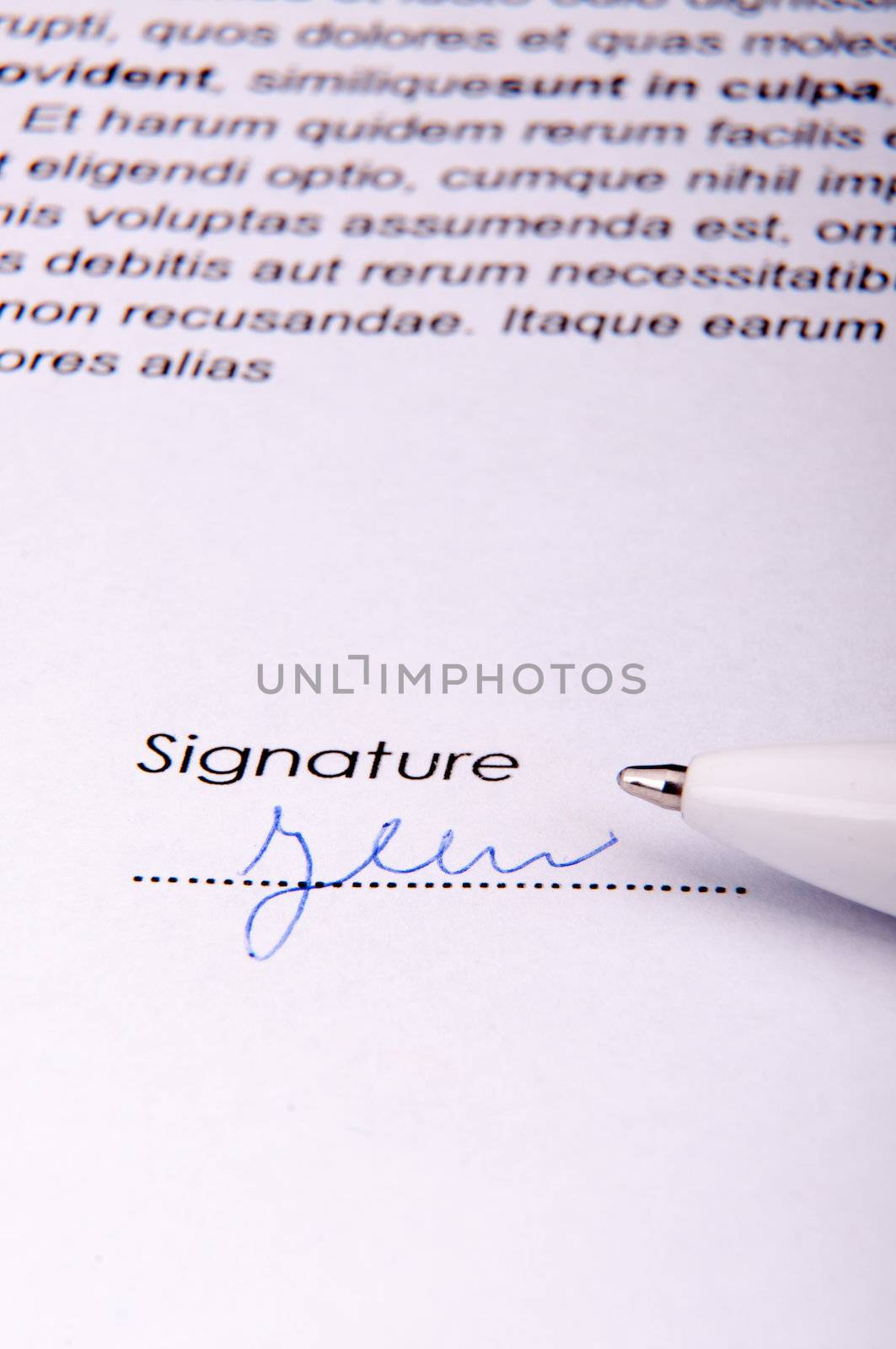 An image of signature over agreement