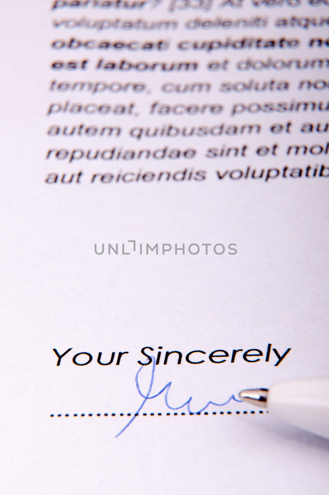 An image of signature over agreement