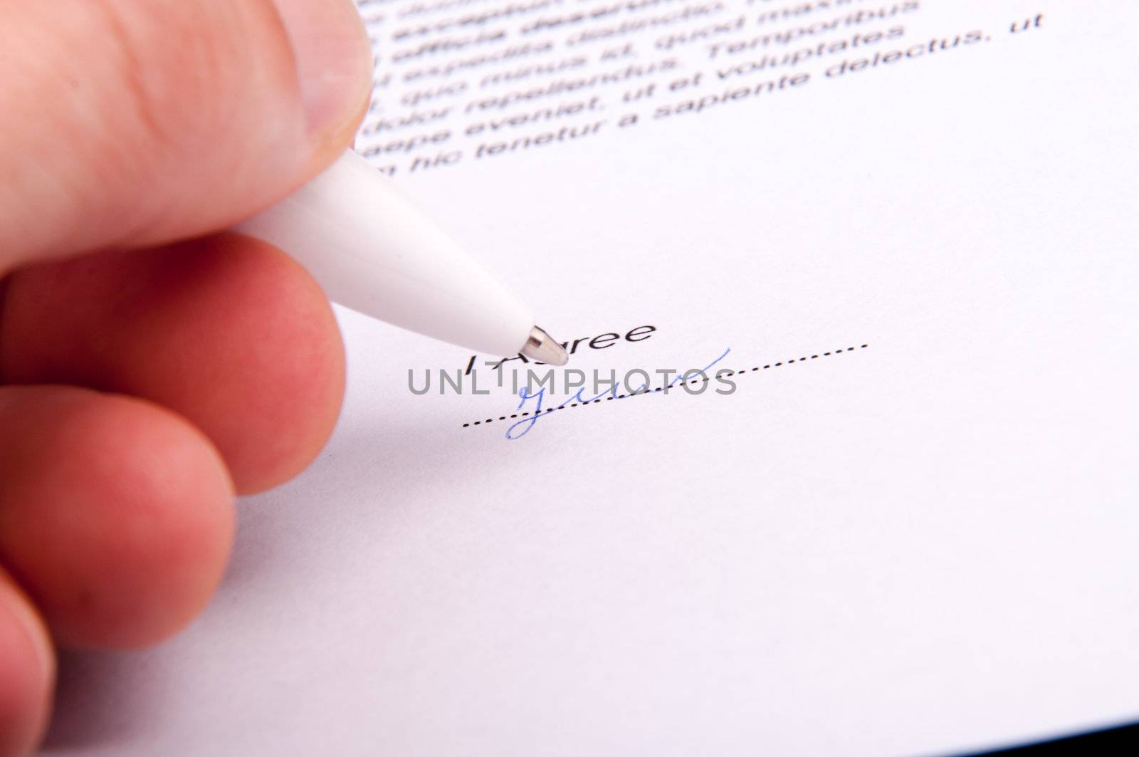 An image of signature over agreement