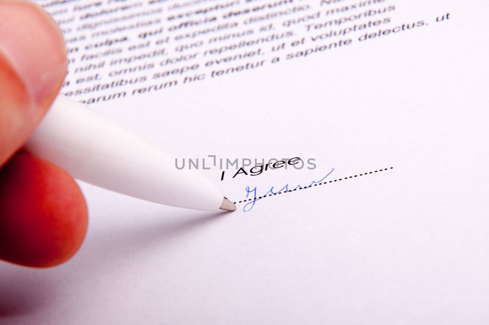 An image of signature over agreement