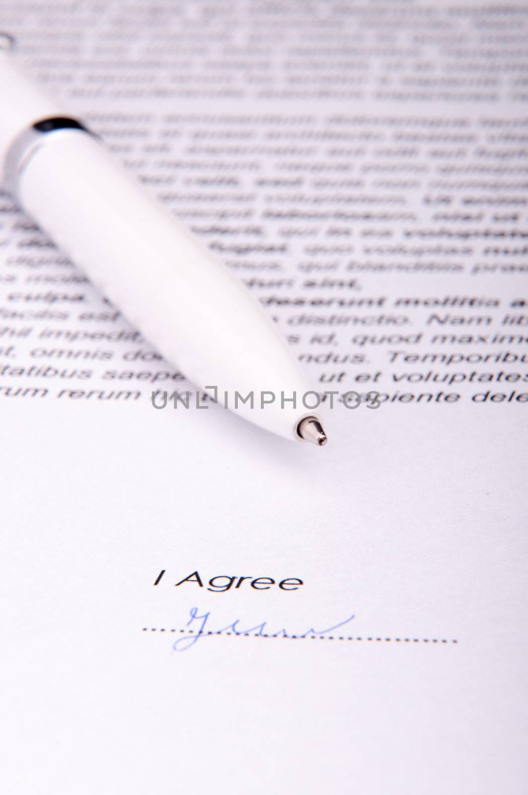 An image of signature over agreement