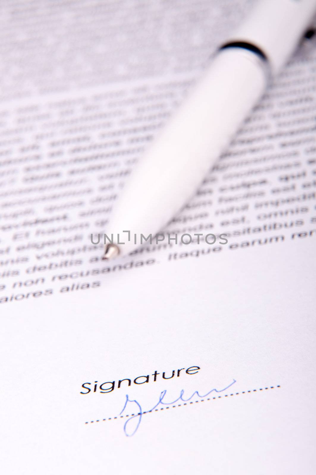 An image of signature over agreement
