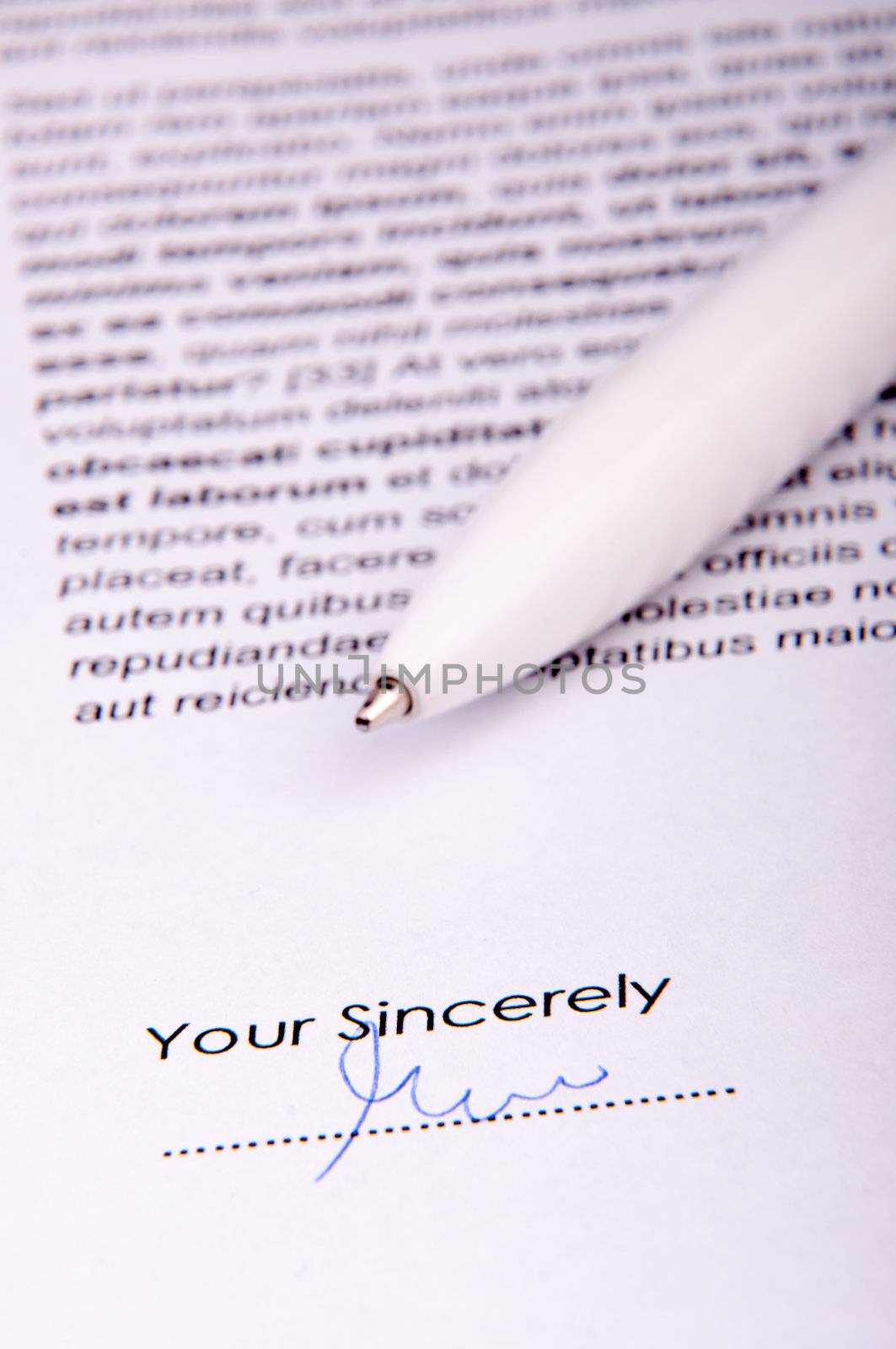 An image of signature over agreement