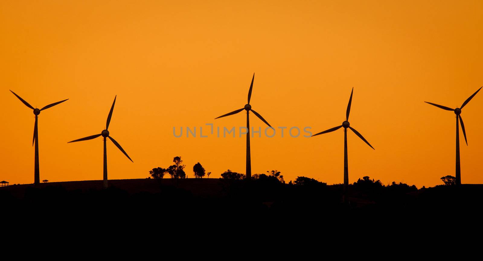 Windfarm at sunset by Jaykayl