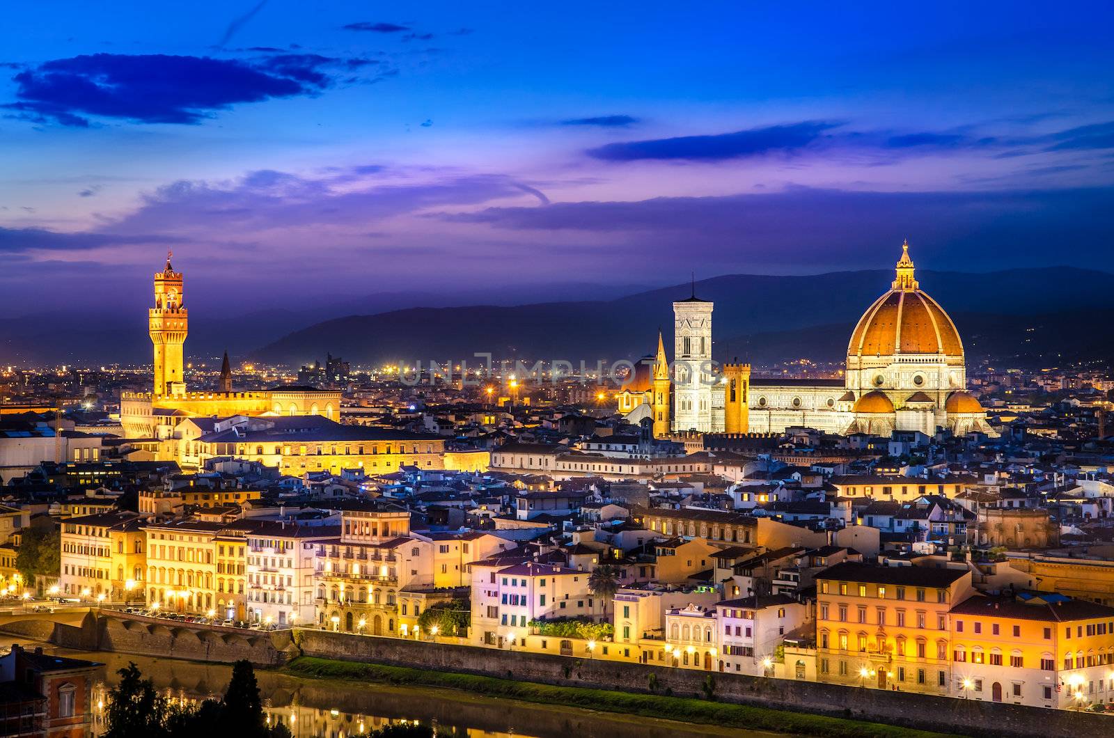 Scenic view of Florence at night from Piazzale Michelangelo by martinm303