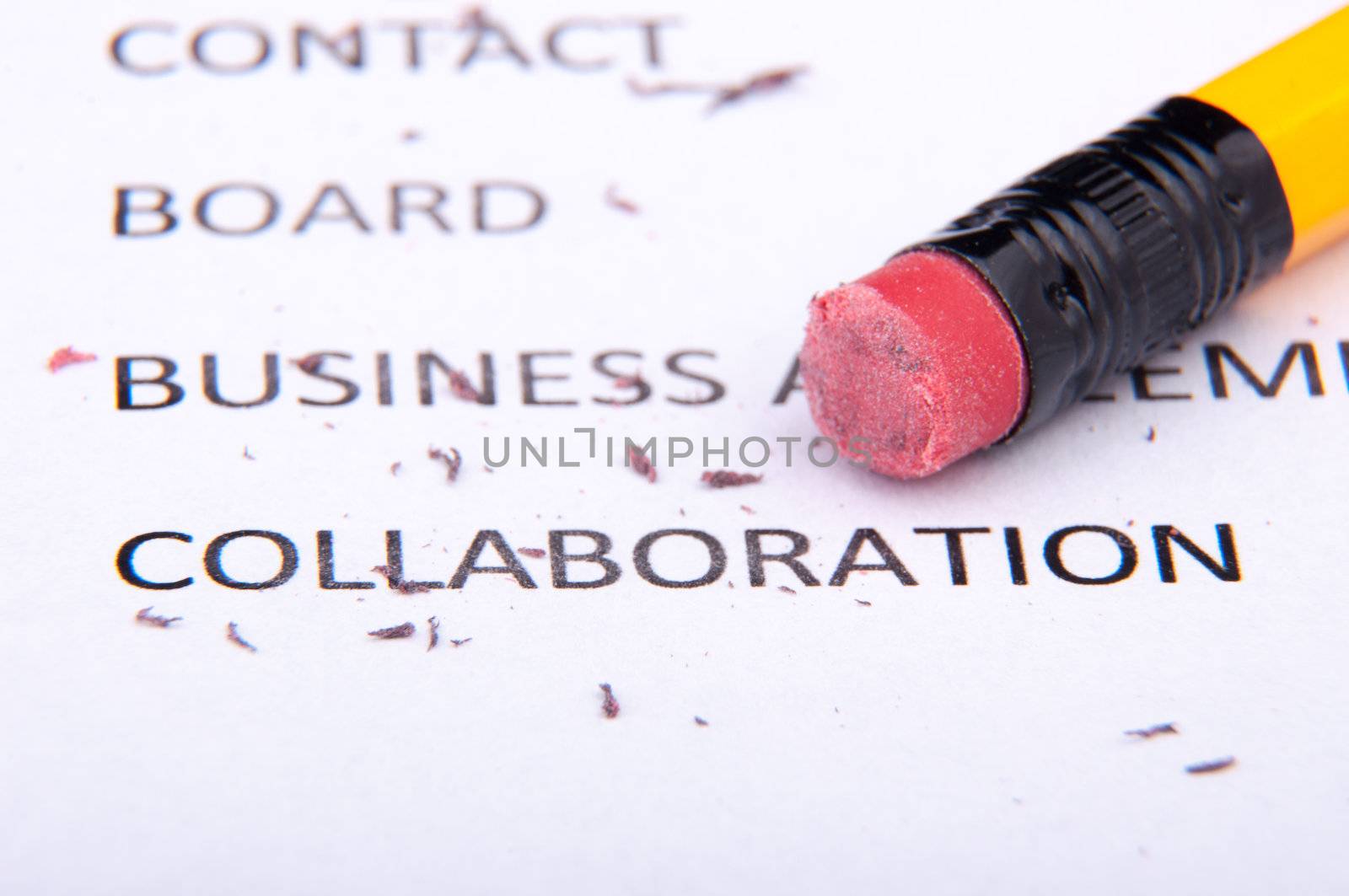 An image of business words and pencil