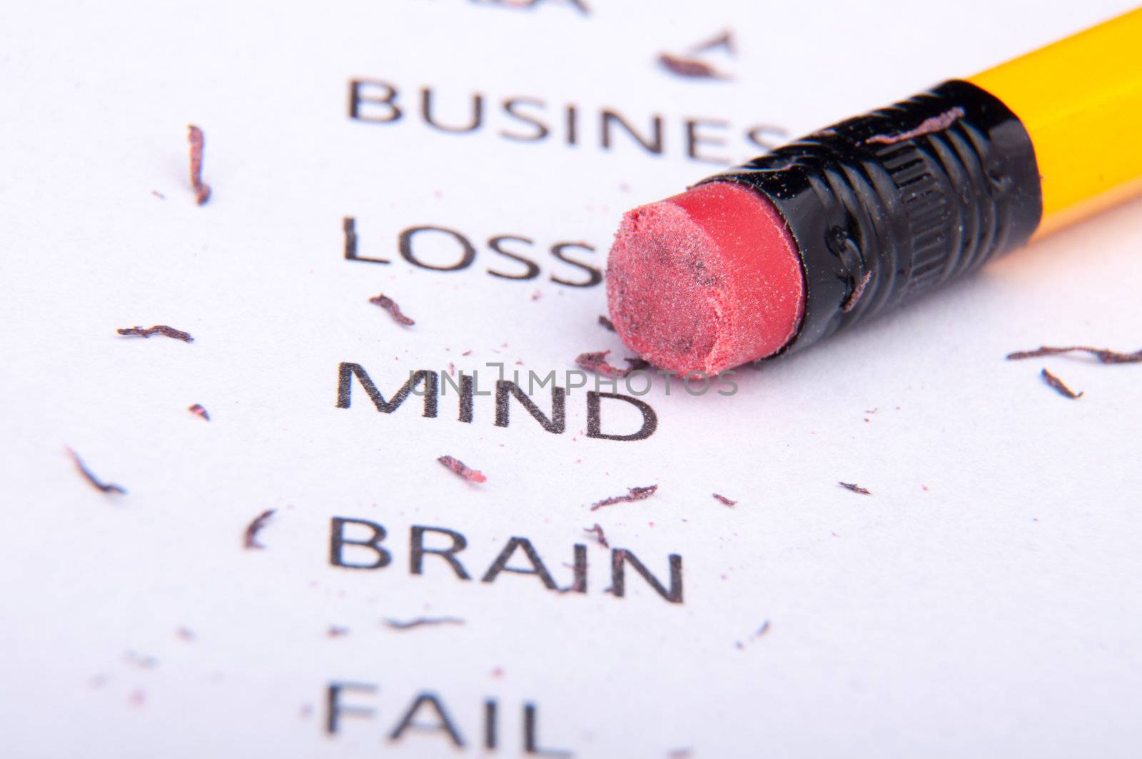 An image of business words and pencil
