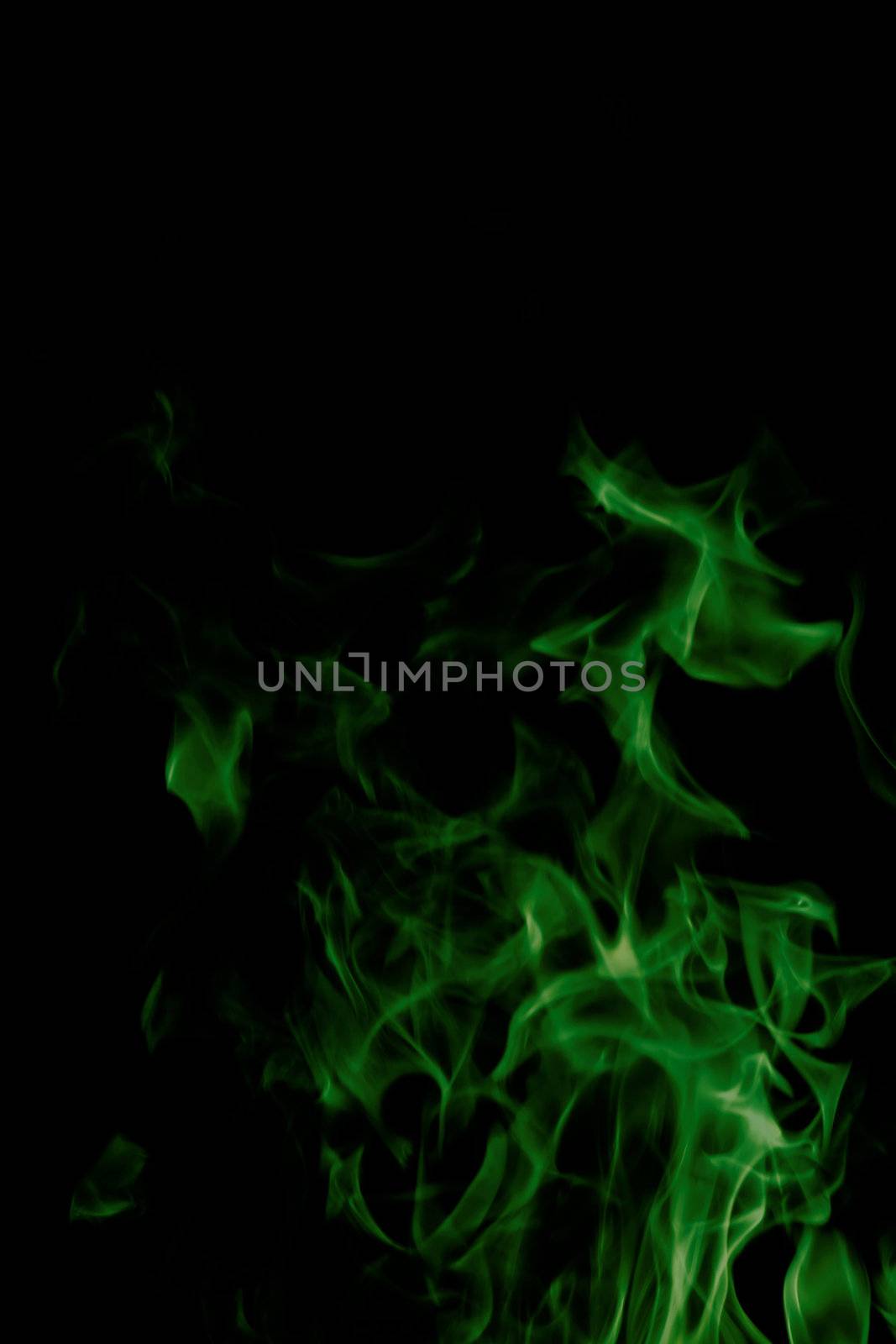 green flames of fire as  abstract backgorund