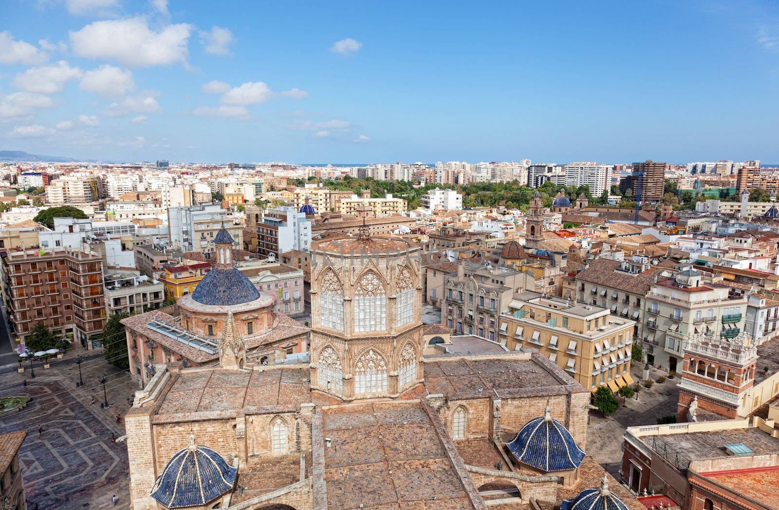 View of the historical center of Valencia from an observation deck of the Cathedral, Spain