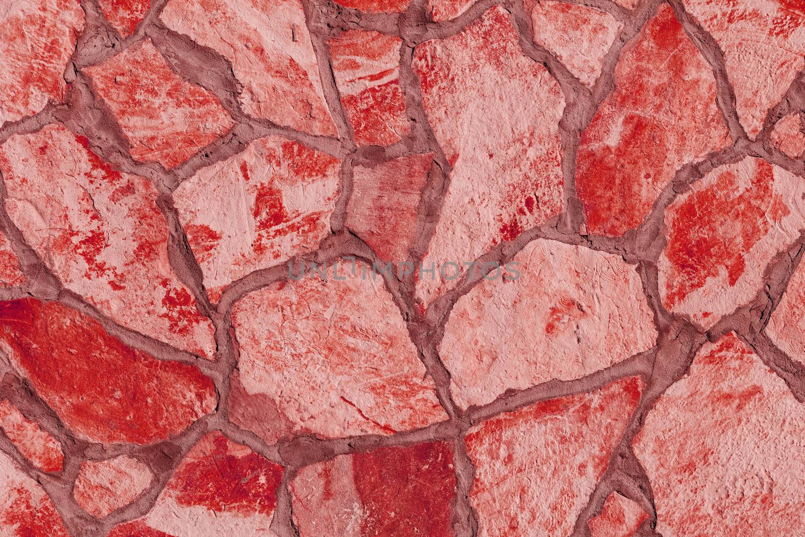 Background of a large stone wall texture (red)
