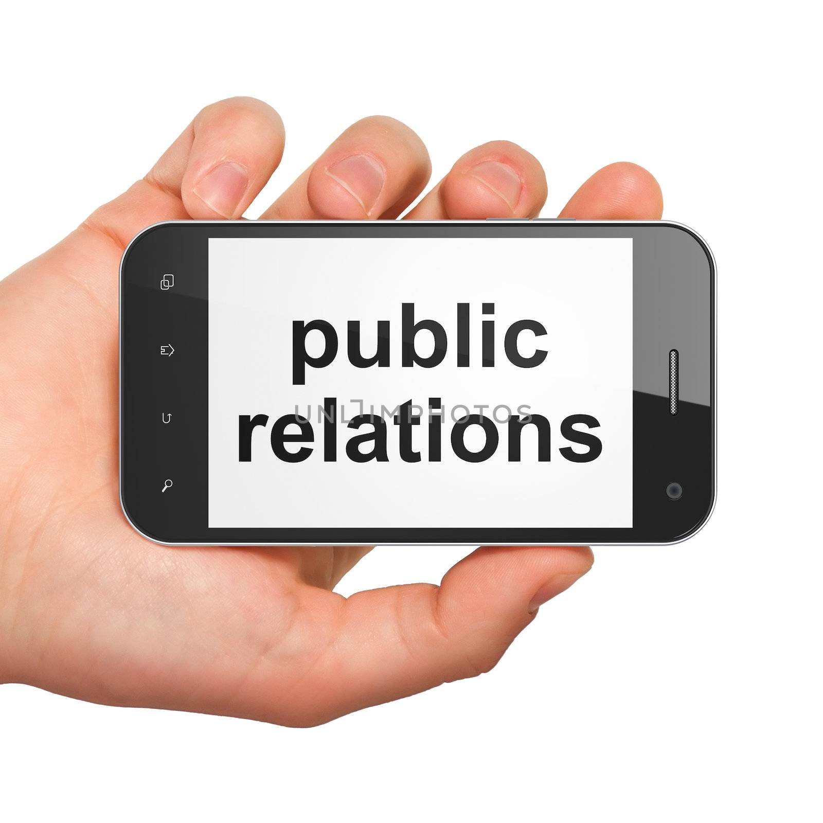 Marketing concept: Public Relations on smartphone by maxkabakov