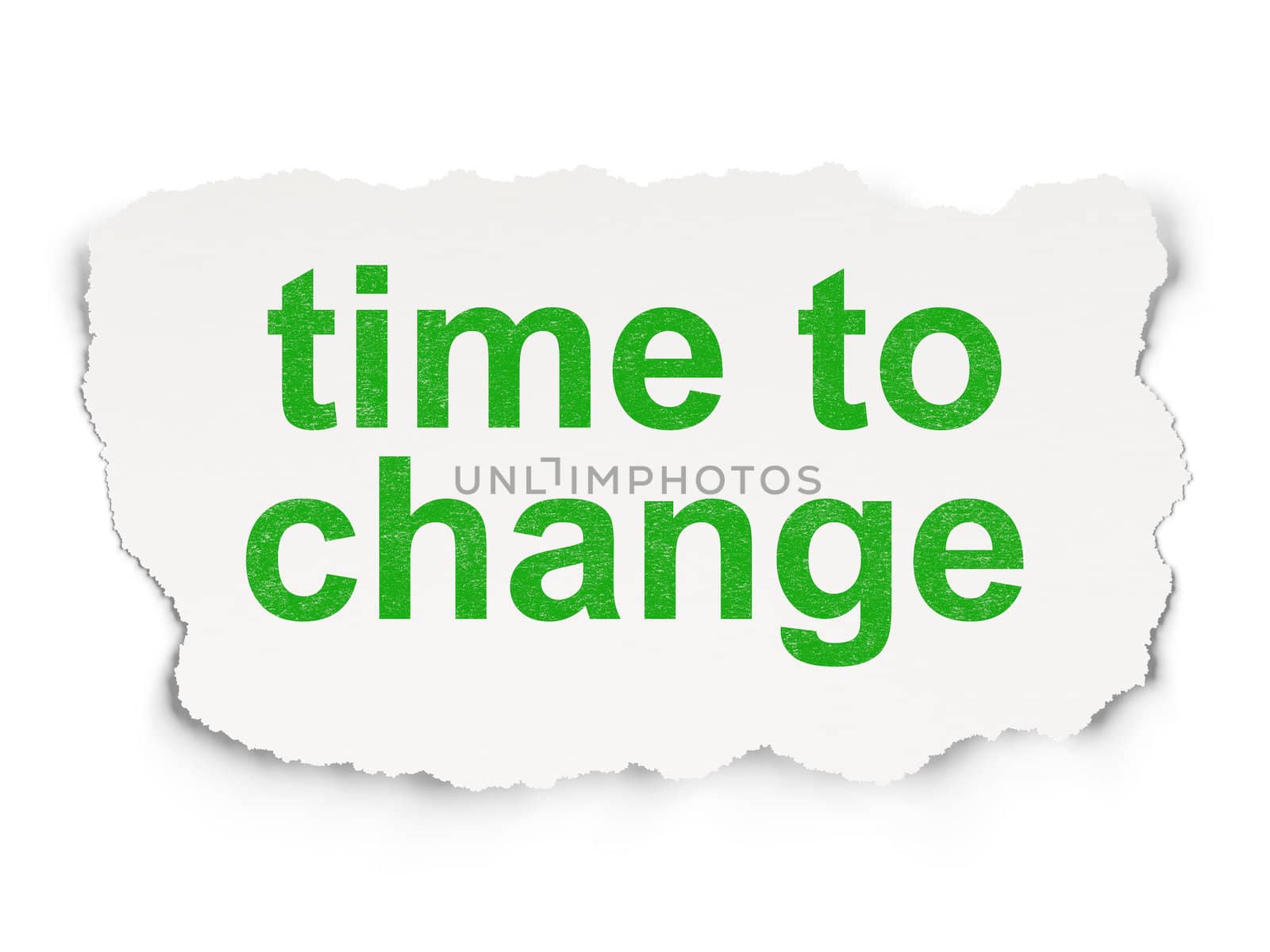 Timeline concept: torn paper with words Time to Change on Paper background, 3d render