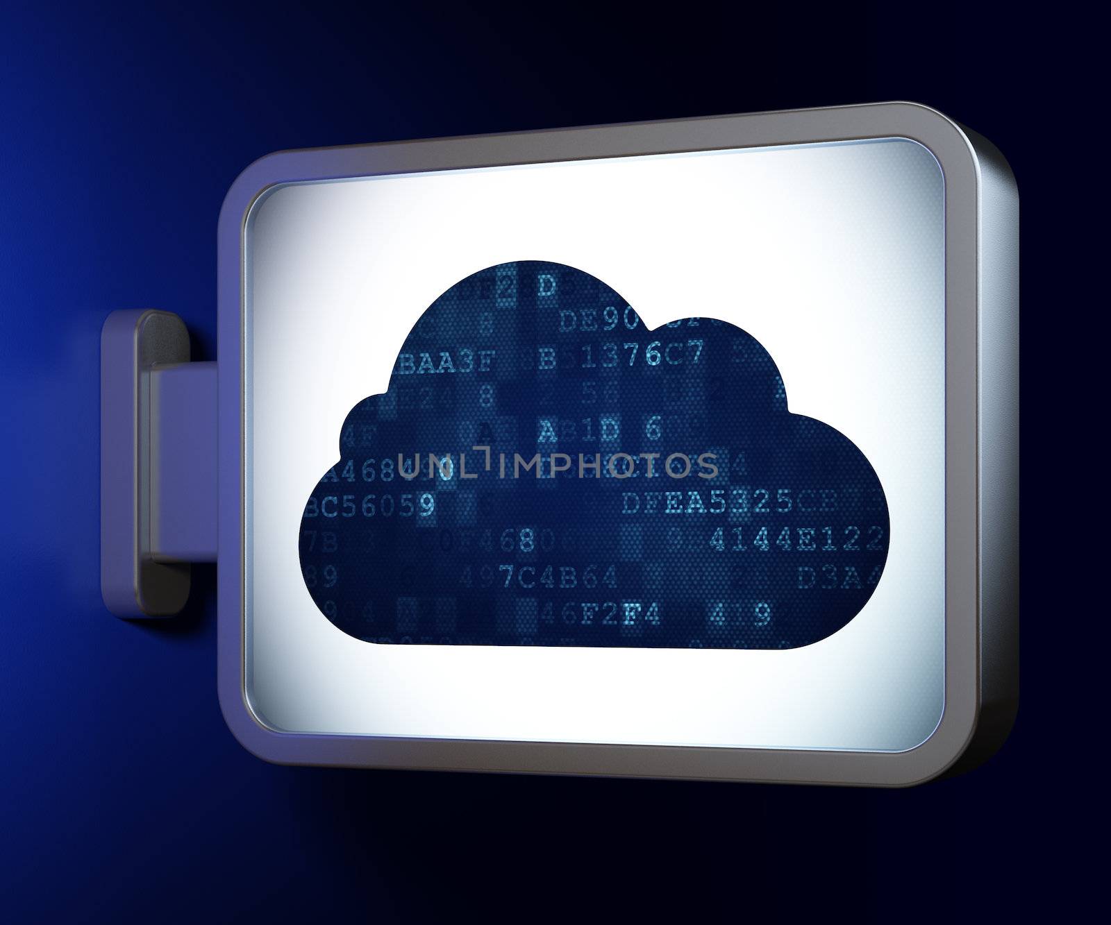 Cloud technology concept: Cloud on billboard background by maxkabakov