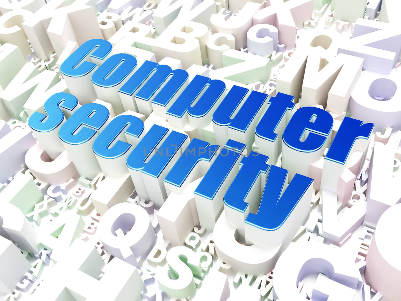 Security concept: Computer Security on alphabet  background, 3d render