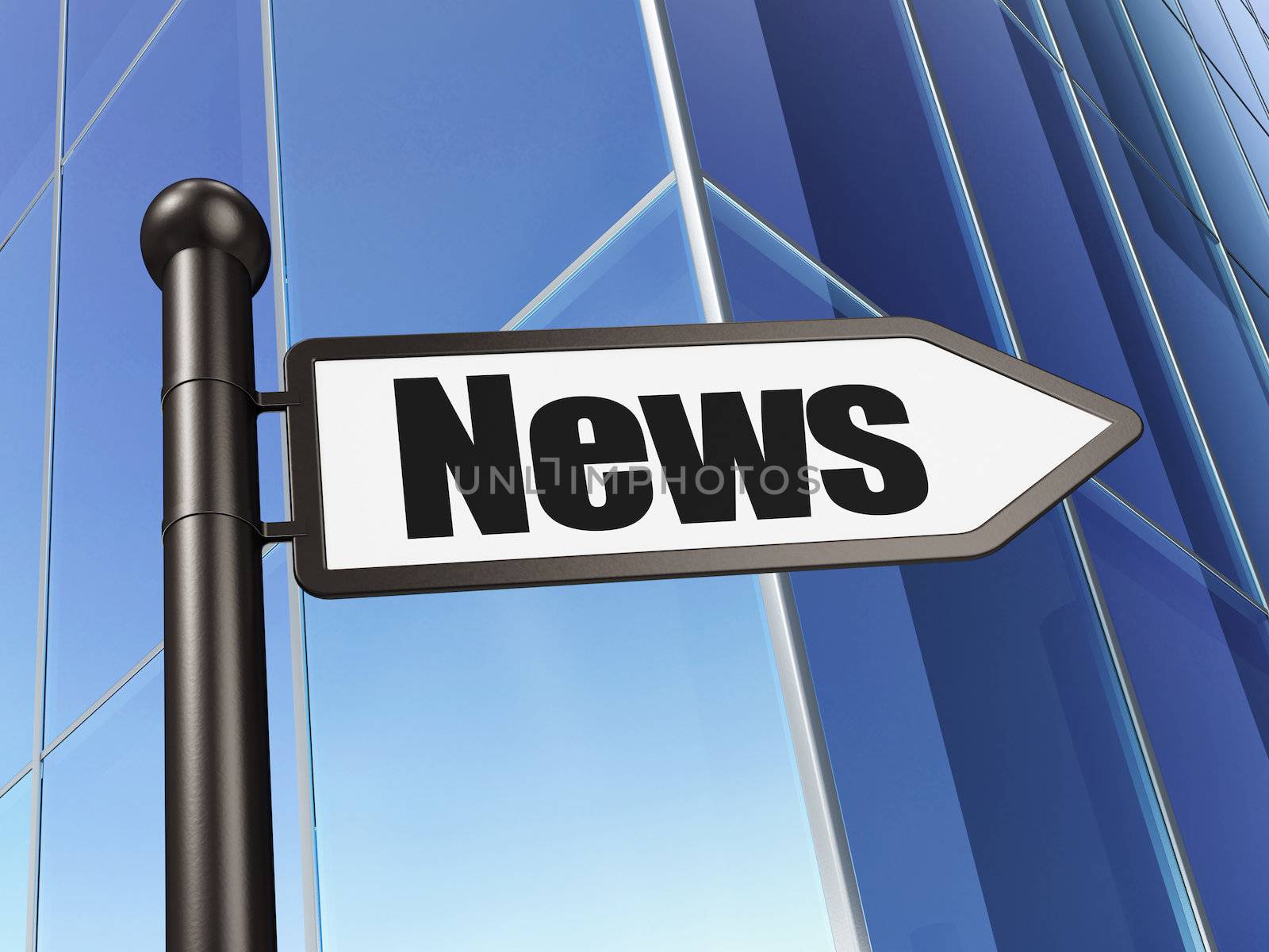 News concept: News on Building background, 3d render