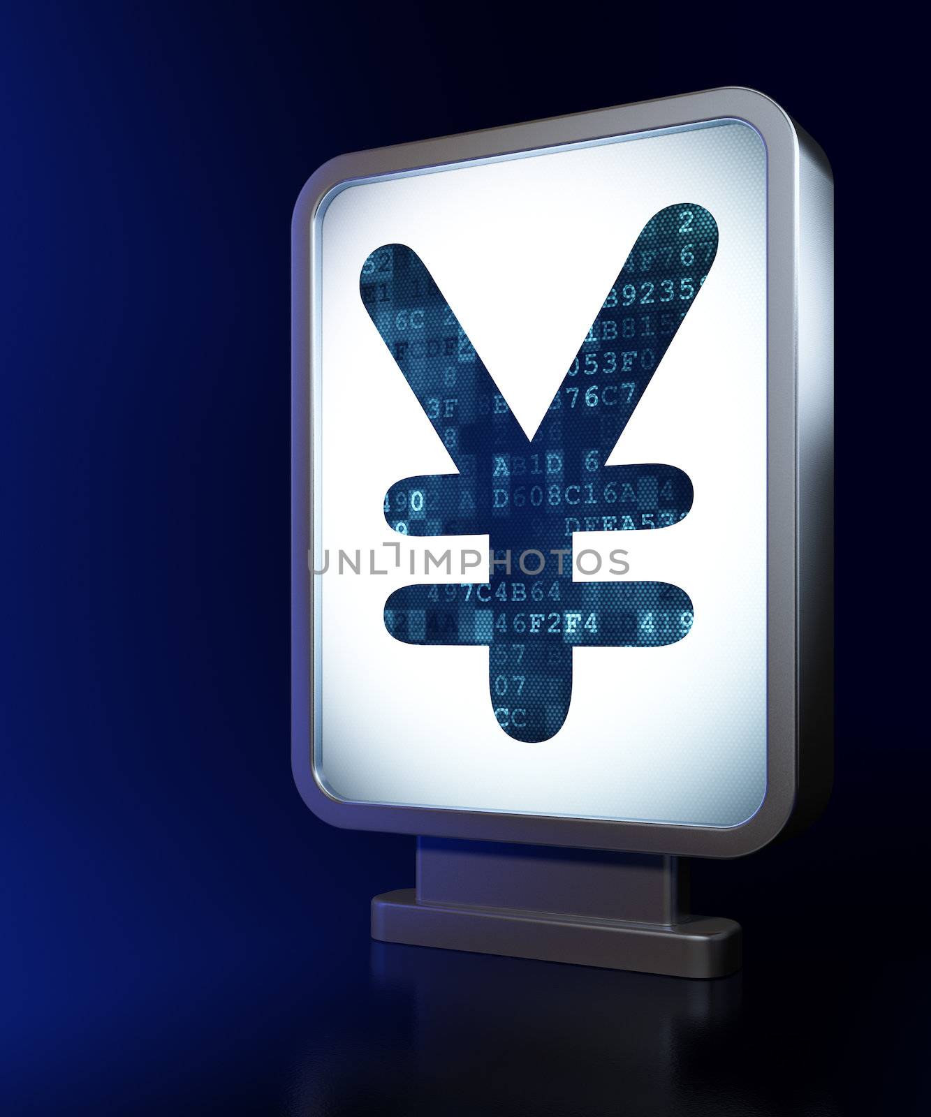 Currency concept: Yen on advertising billboard background, 3d render