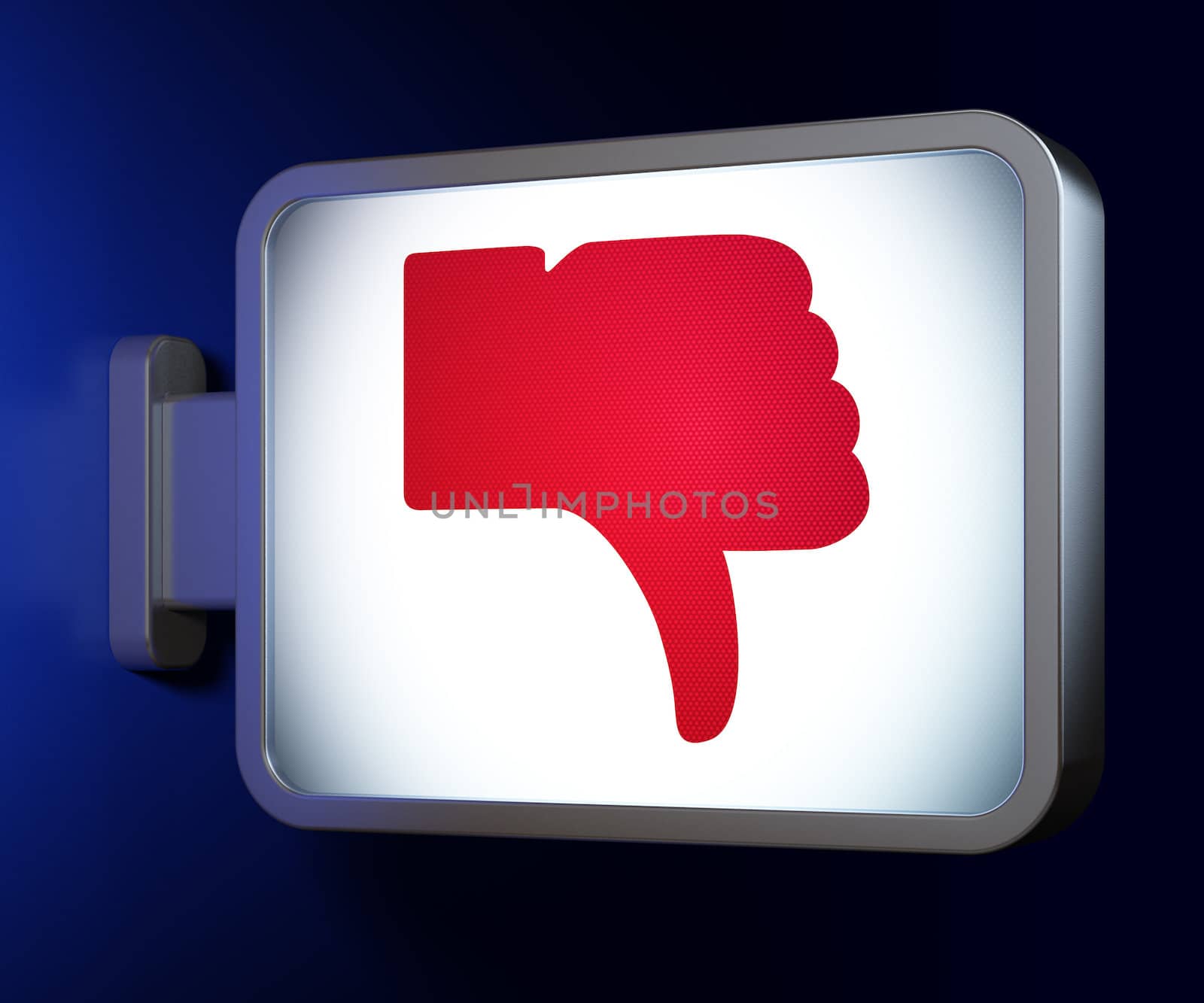 Social media concept: Unlike on advertising billboard background, 3d render