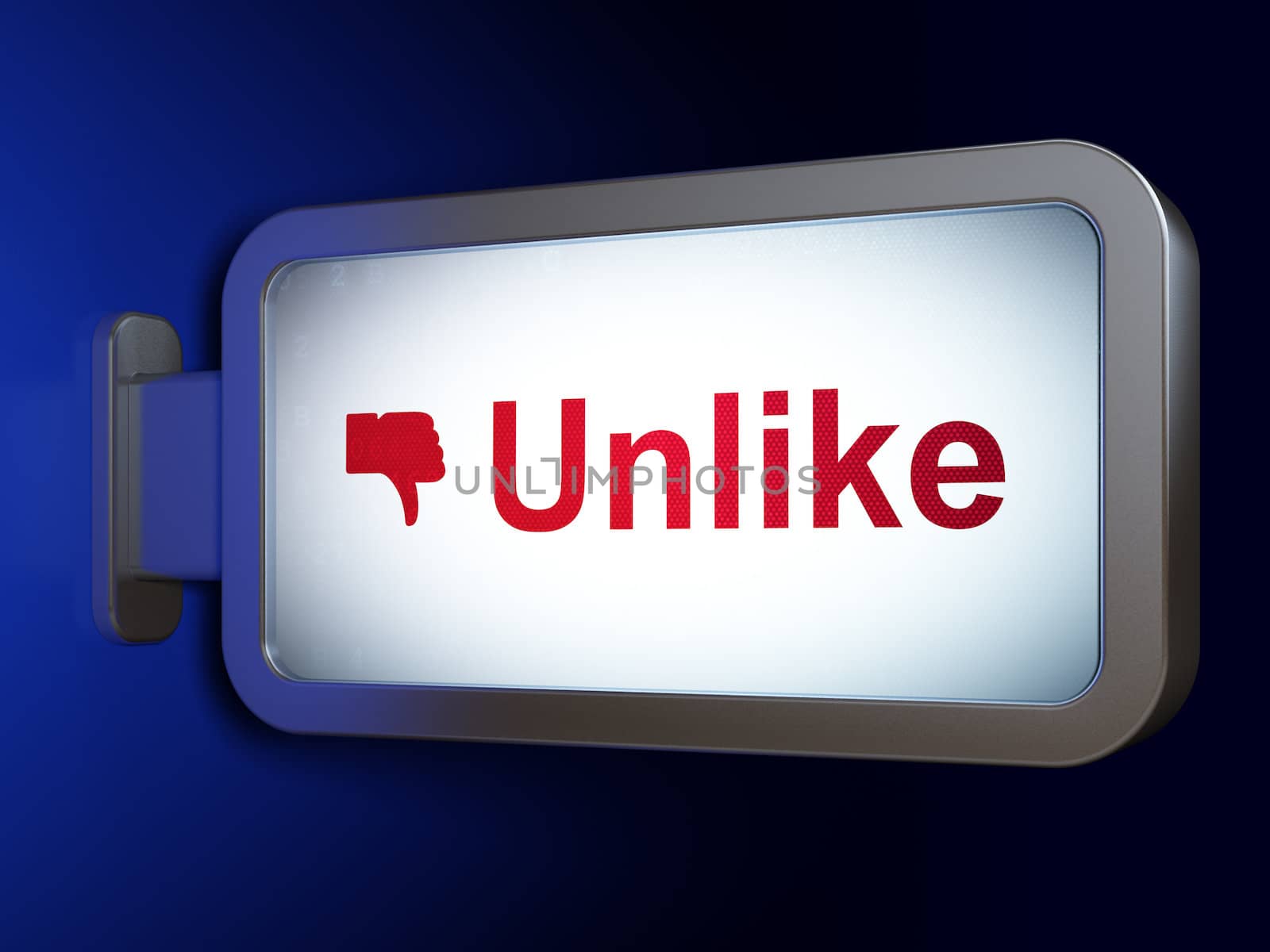 Social network concept: Unlike and Unlike on advertising billboard background, 3d render