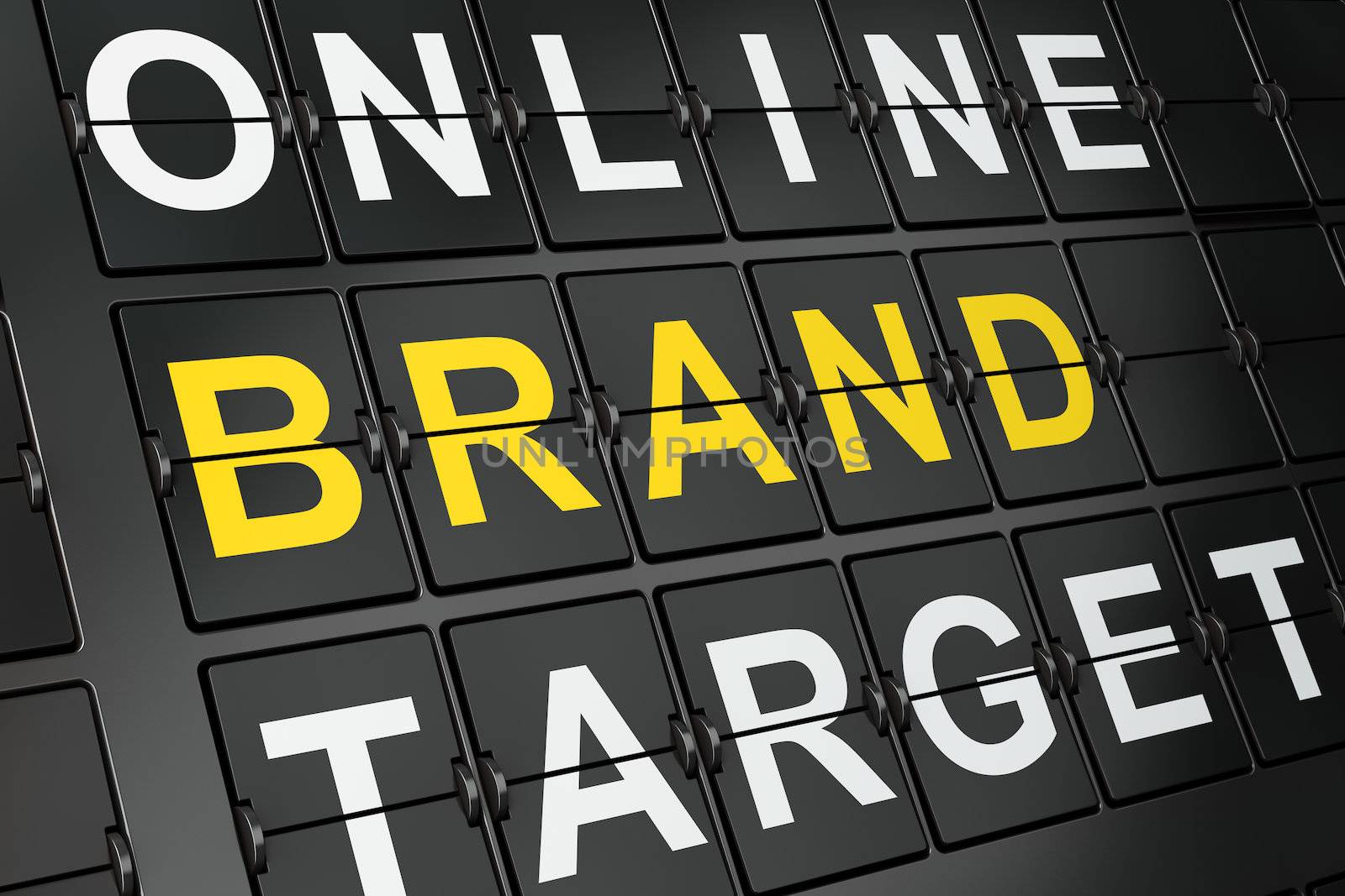 Marketing concept: Brand on airport board background, 3d render