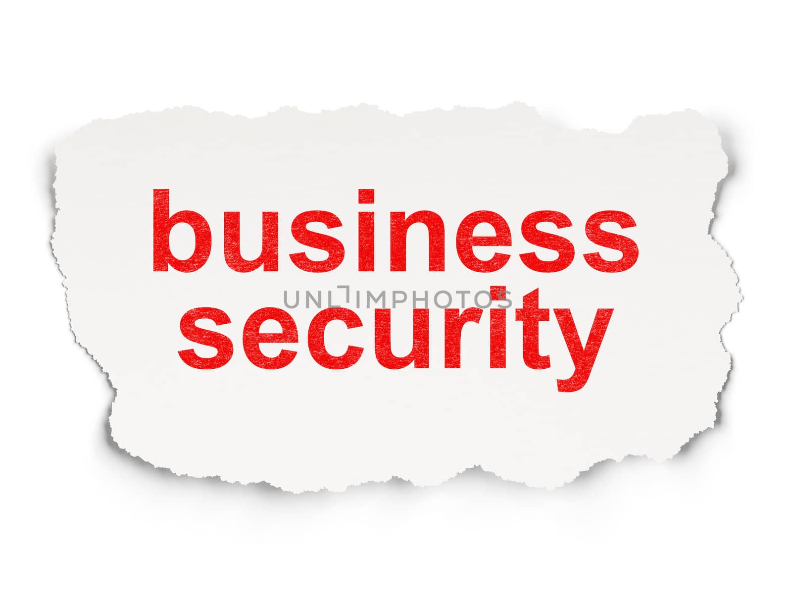 Protection concept: torn paper with words Business Security on Paper background, 3d render