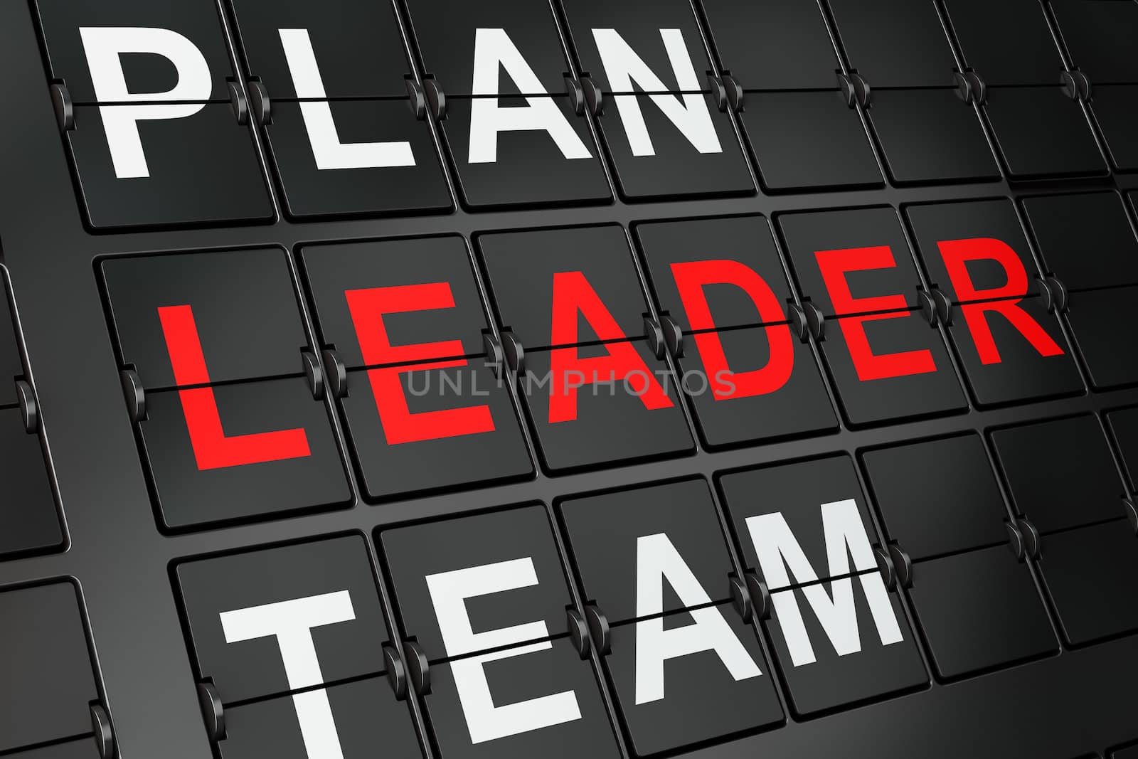 Business concept: Leader on airport board background, 3d render