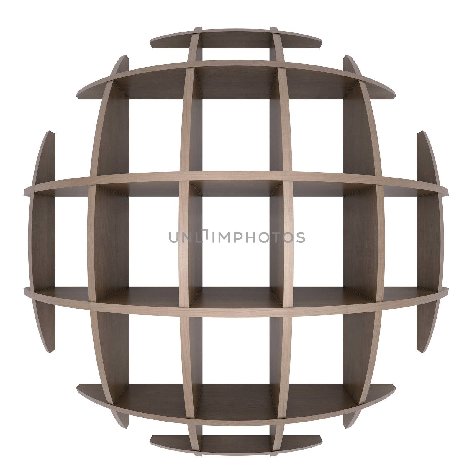 Shelves in the shape of a circle. 3d rendering on white background