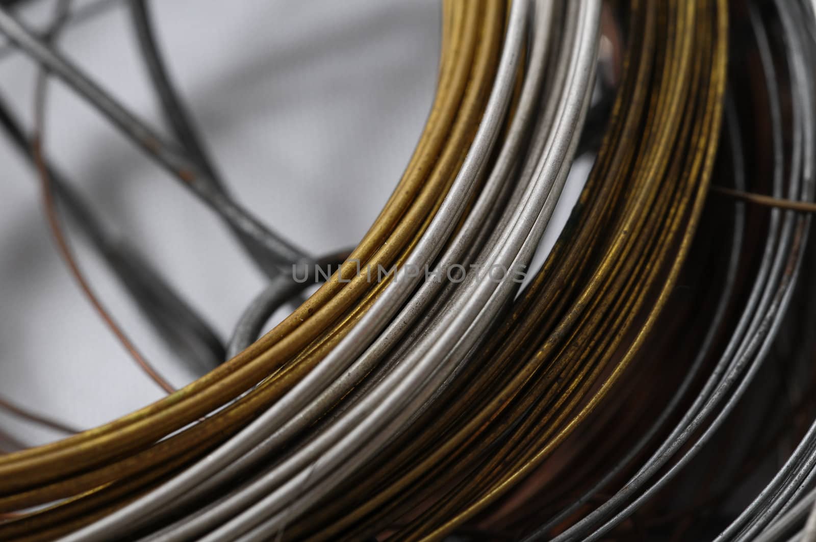 Lot of Different Metal Wire Isolated on a White Background
