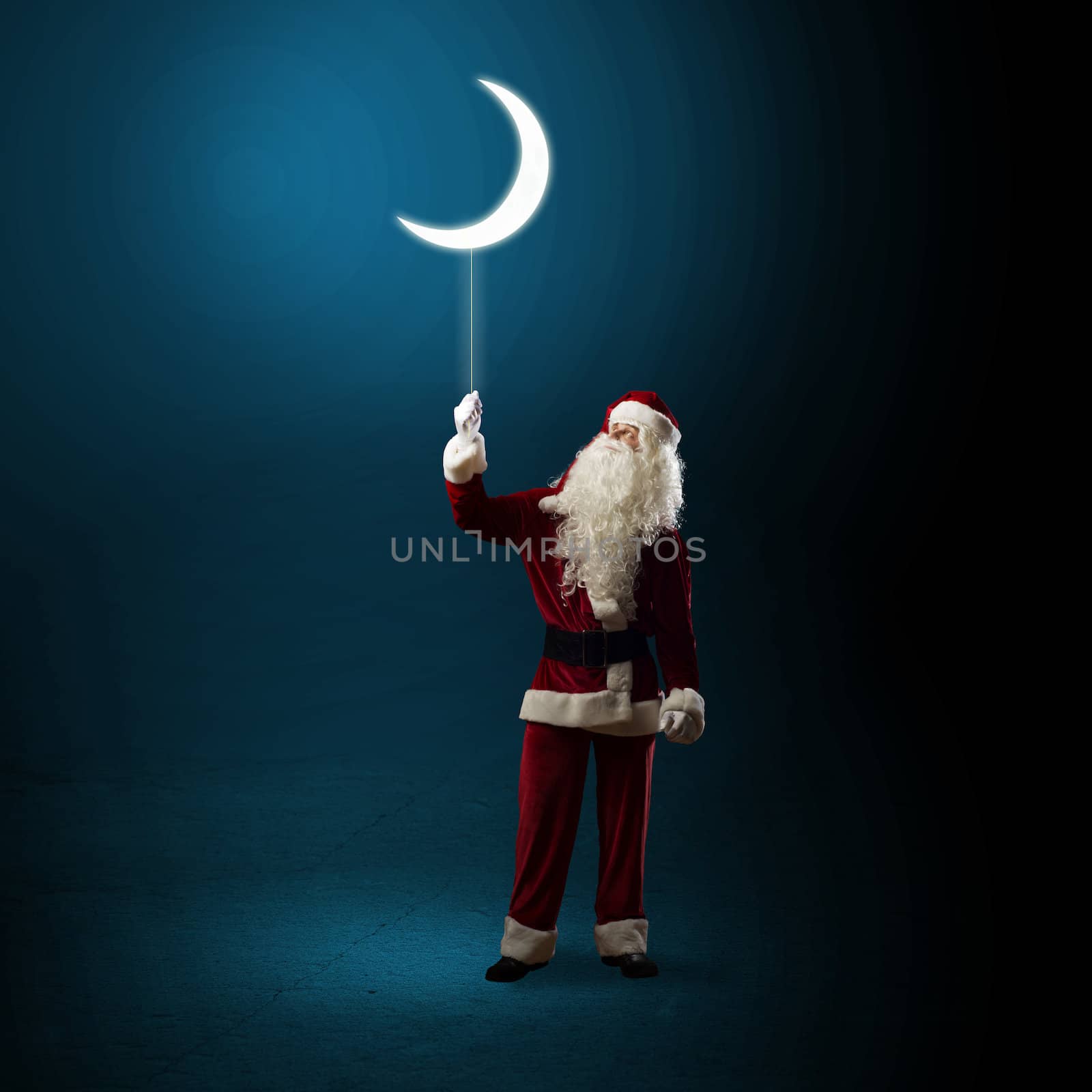 Santa Claus holding a shining moon by adam121