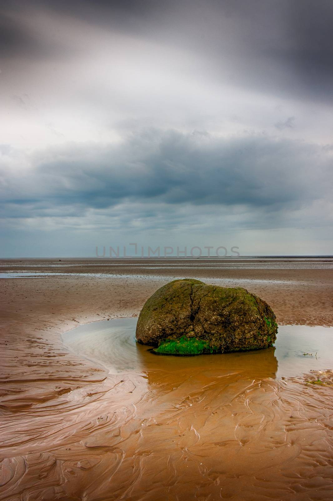 Low tide on the beach in Heysham in Great Britain