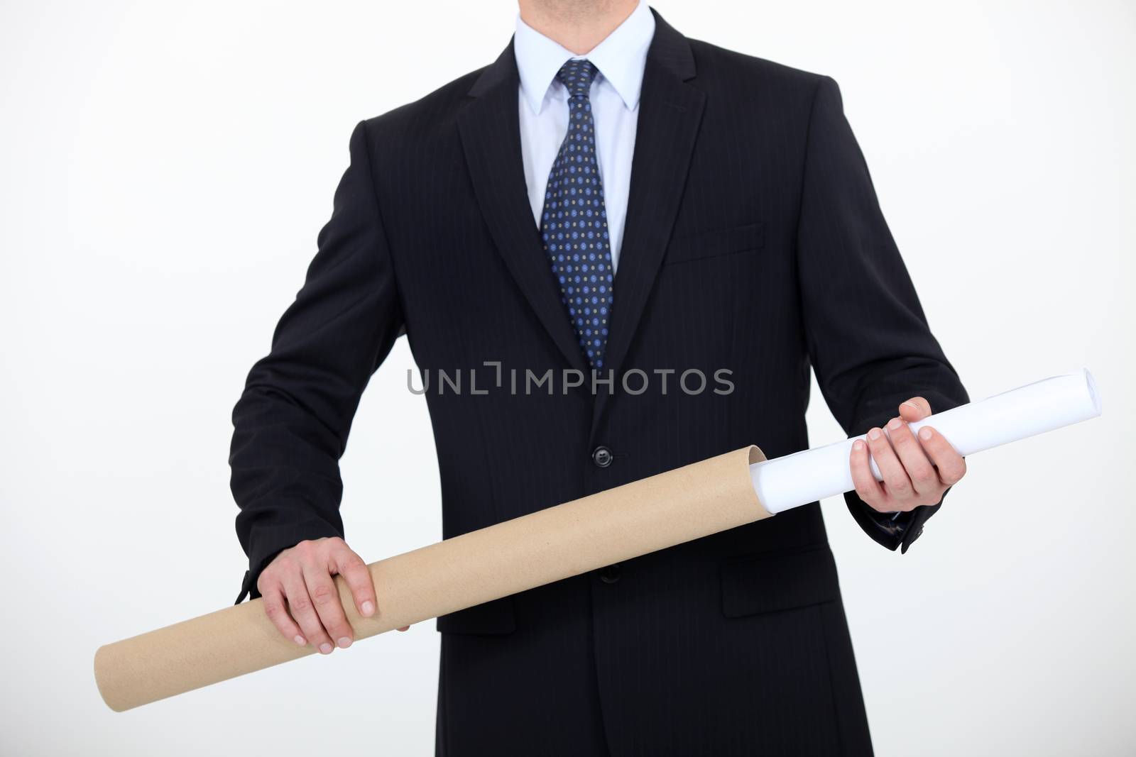 Architect with sheath in hands
