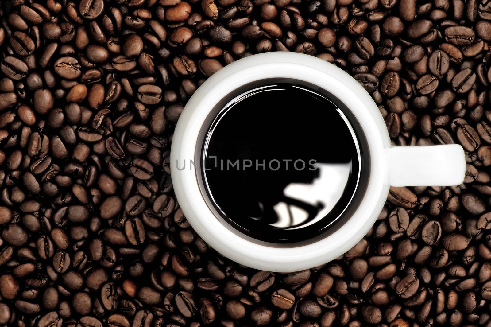 A cup of coffee on a background coffee grains by kosmsos111