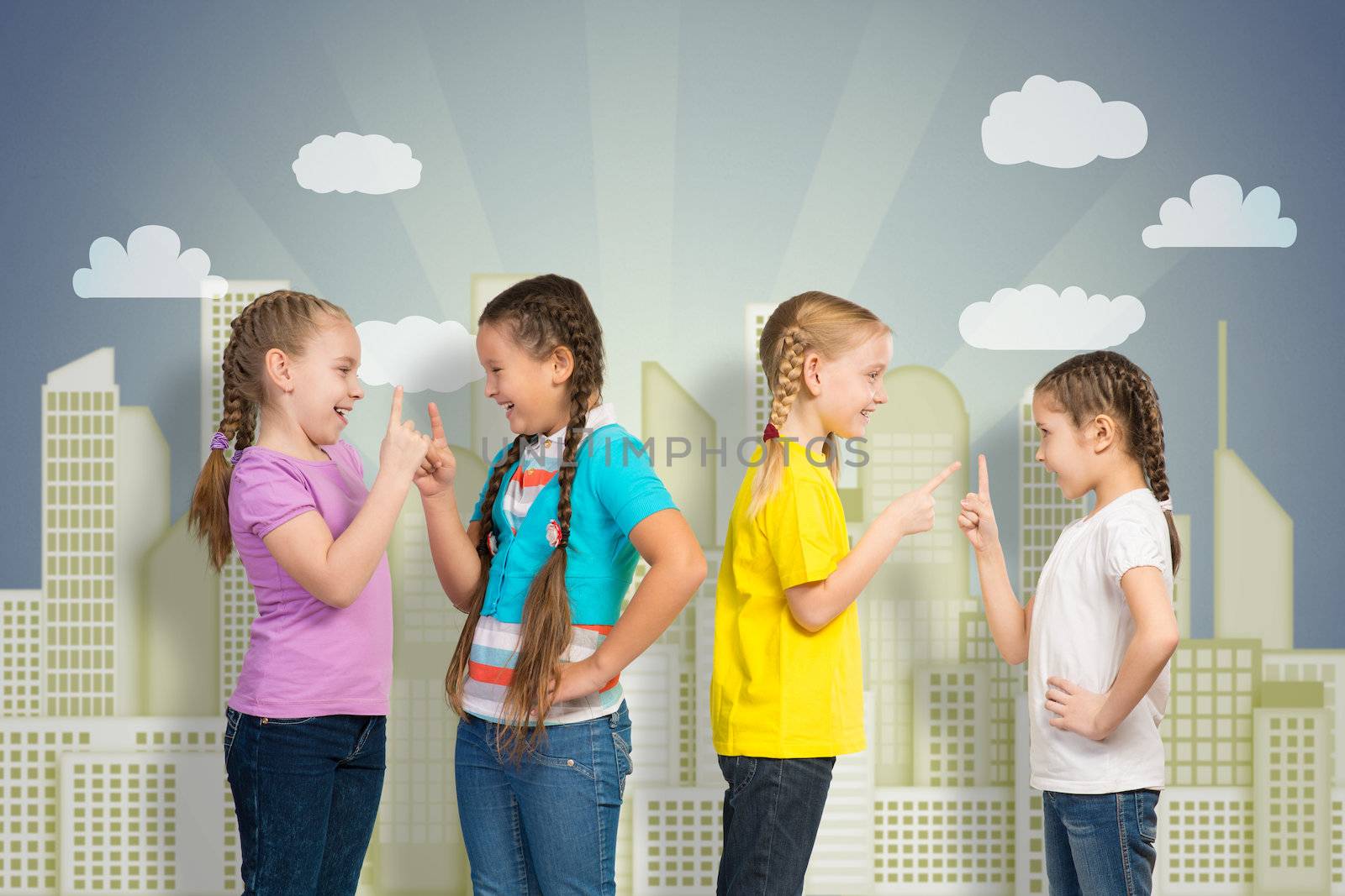 small group of girls stand in a row