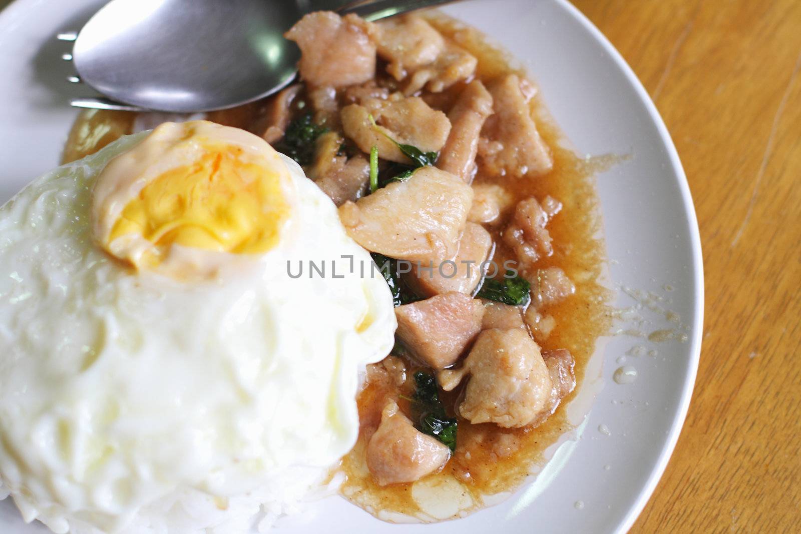 Basil chicken and fried rice.