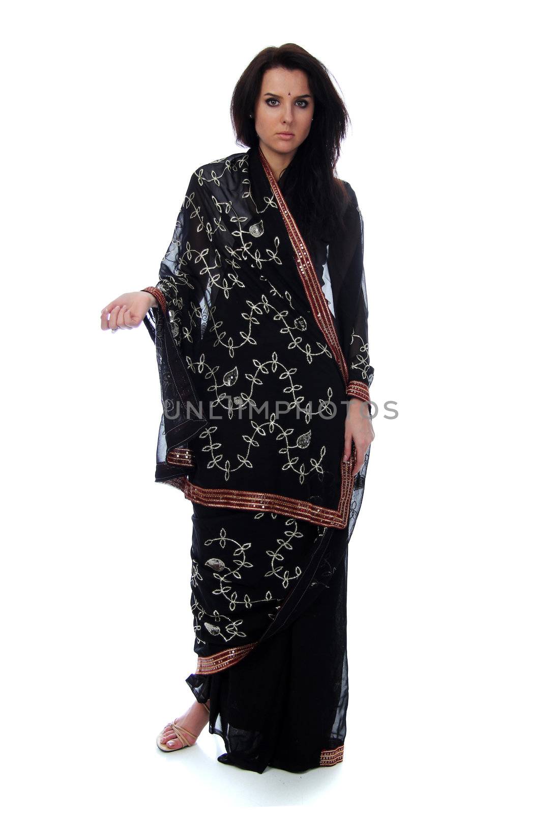 Young pretty woman in indian sari dress