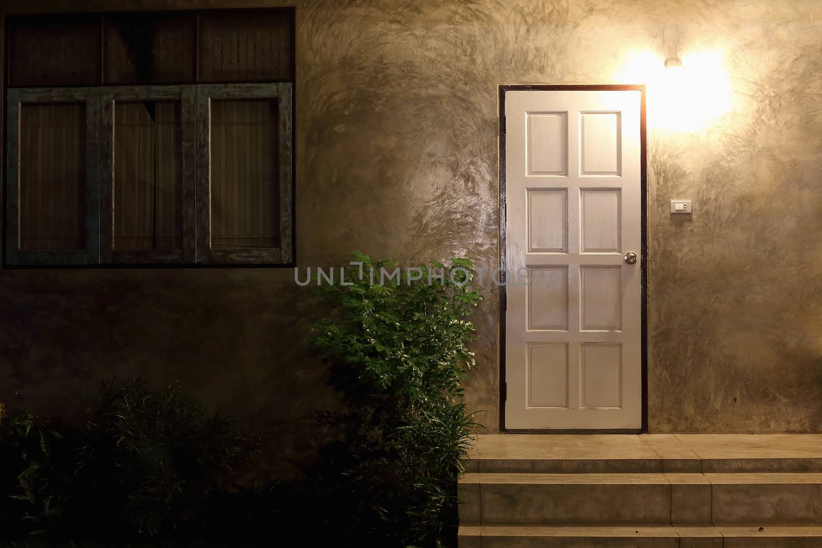 Entrance of a house at night