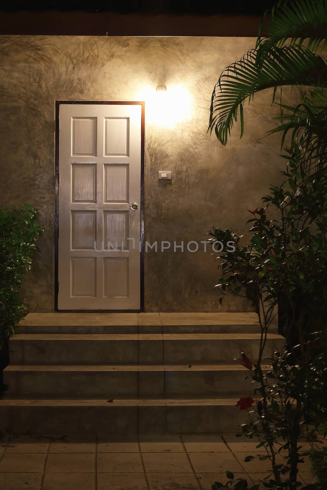 Entrance of a house at night