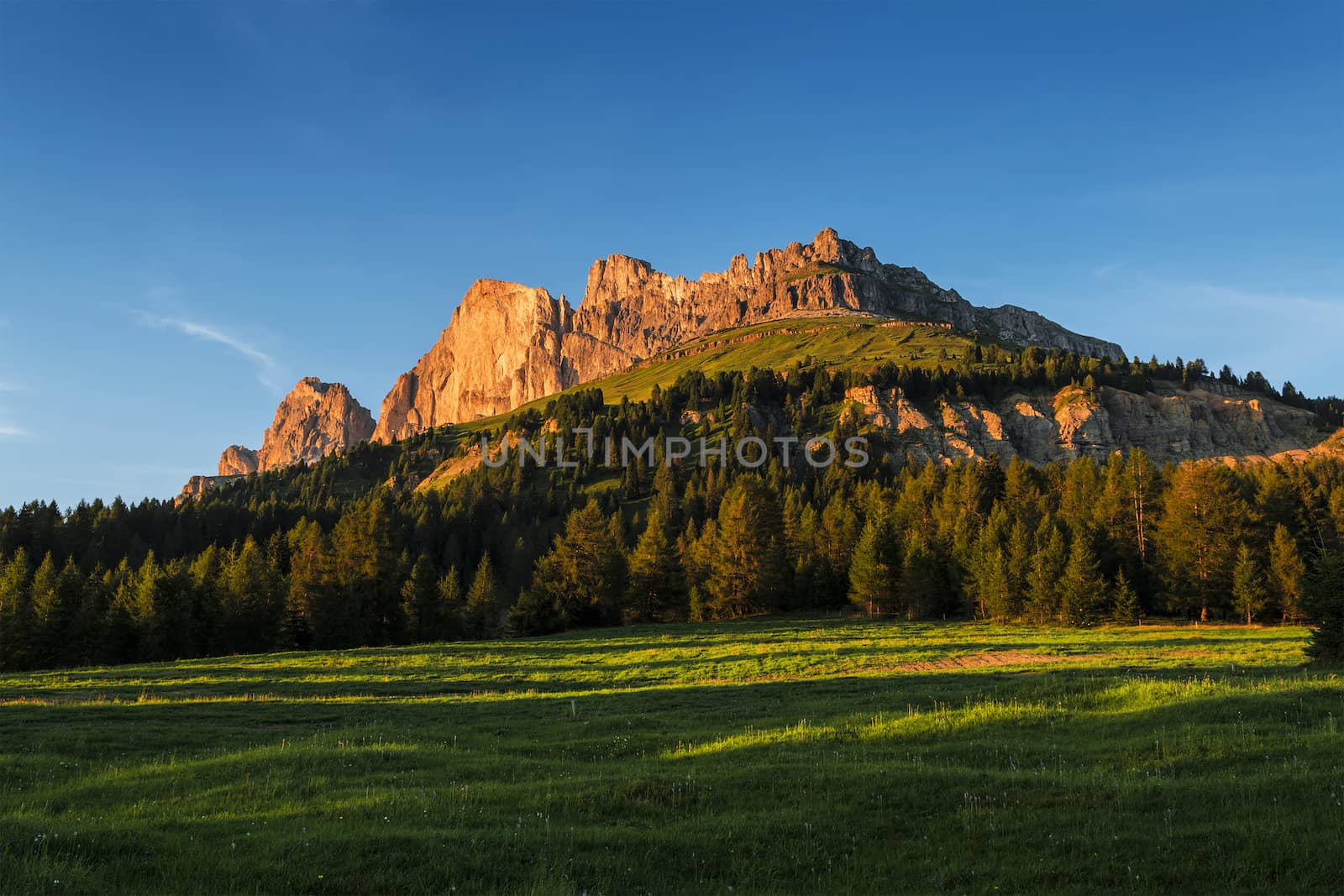 Sunset on the Catinaccio near Karerpass, Dolomites - Italy